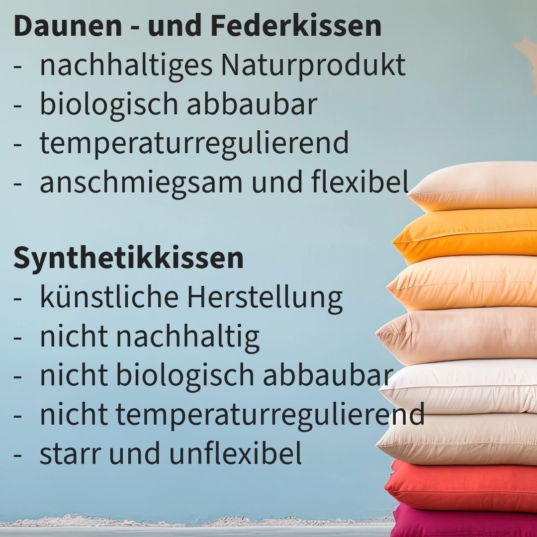Luxusfeder Kissenfüllung Daunenkissen 40x40 cm Daunenfüllung Sofakissen Füllkissen, Made in Germany
