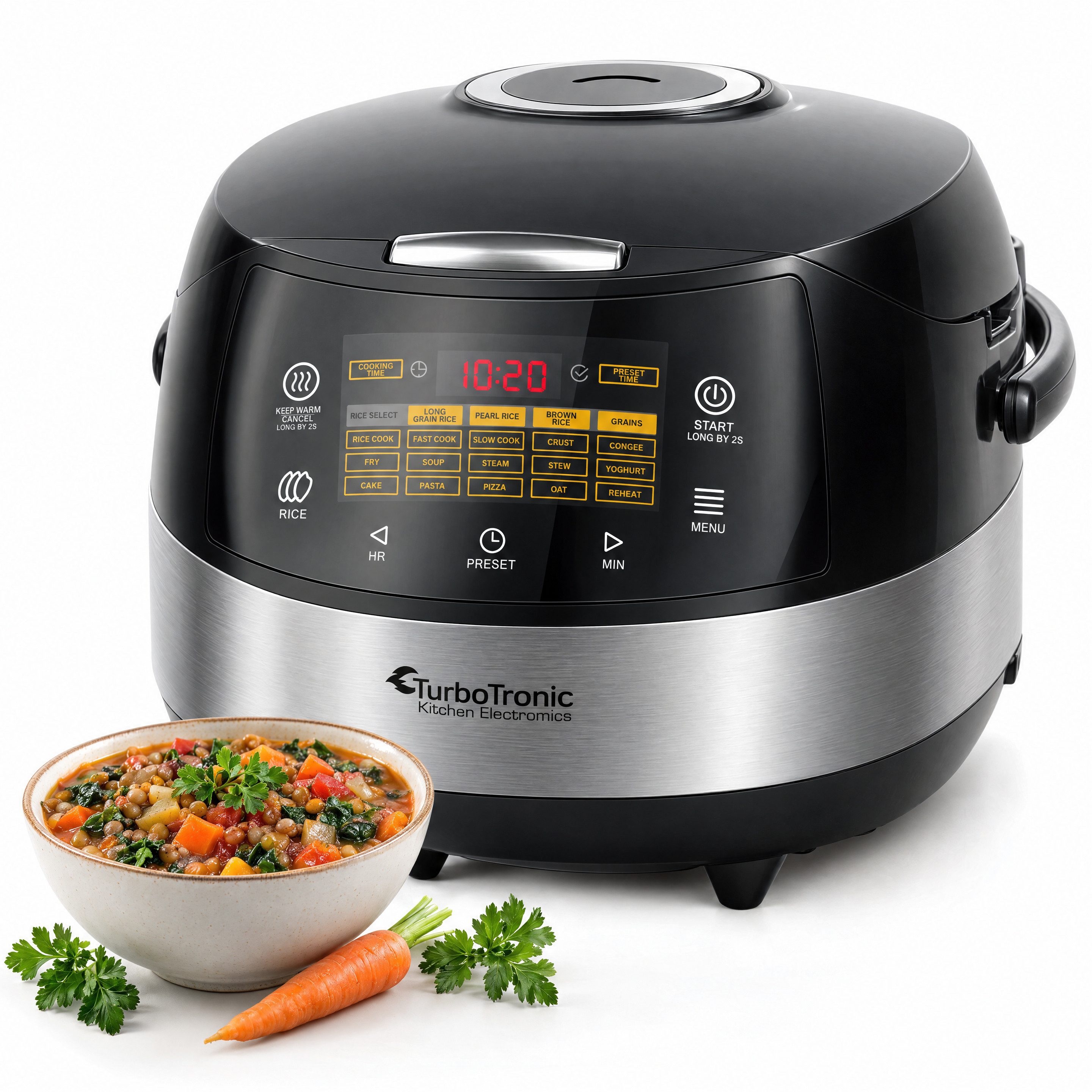TurboTronic by Z-Line Multikocher CookMaster, 860 W, 5 l Schüssel, Praktischer Schnellkochtopf mit 15 Programmen