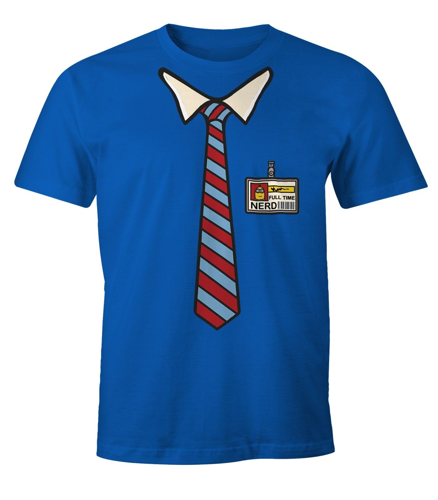 Time mit Fun-Shirt blau MoonWorks Herren Print Nerd Print-Shirt Moonworks® T-Shirt Full Geek