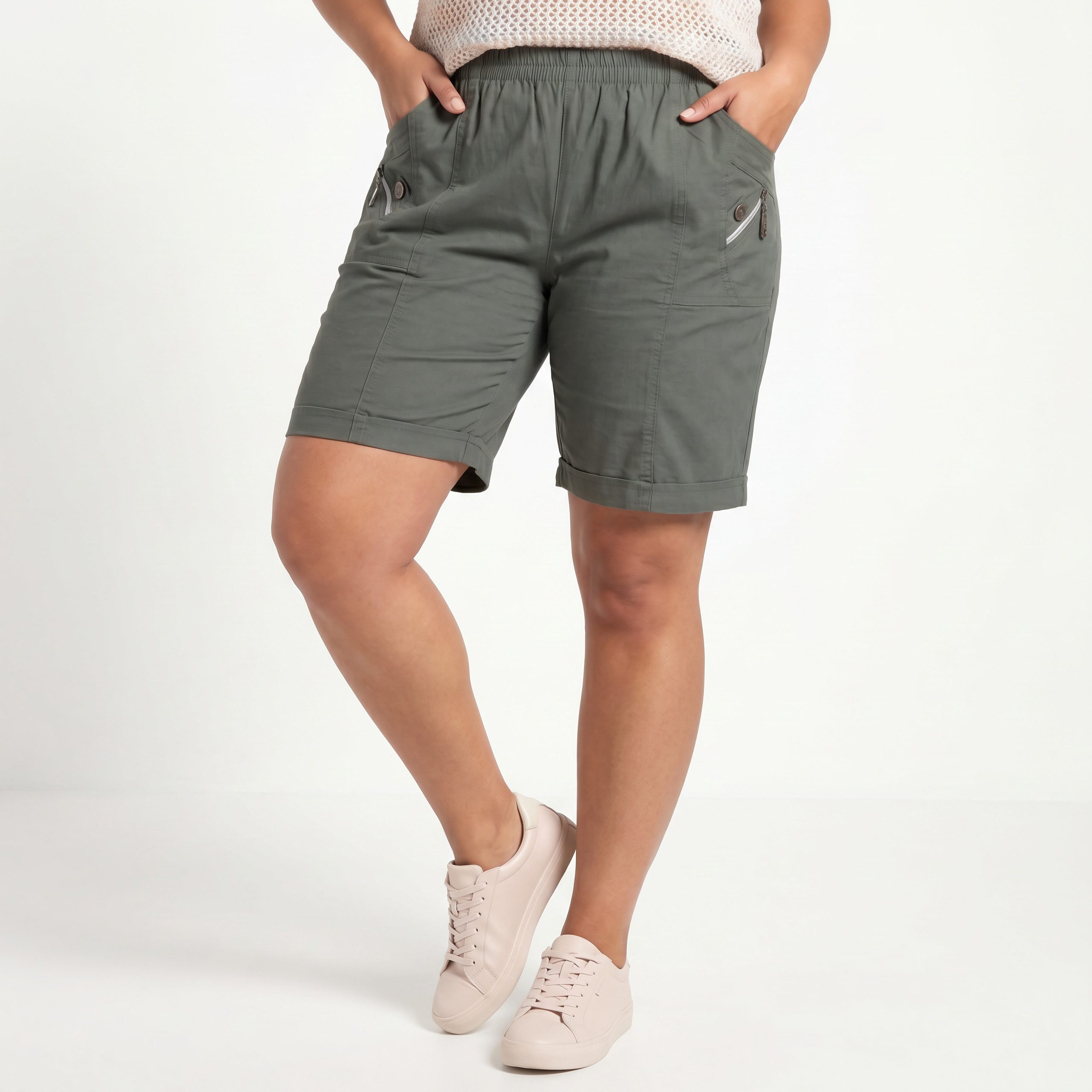 Cherry Berry Shorts Kurze Damen Sommerhose leichte Damen Shorts Strandshorts Größe 38/40 bis 52/54, Stretchbund