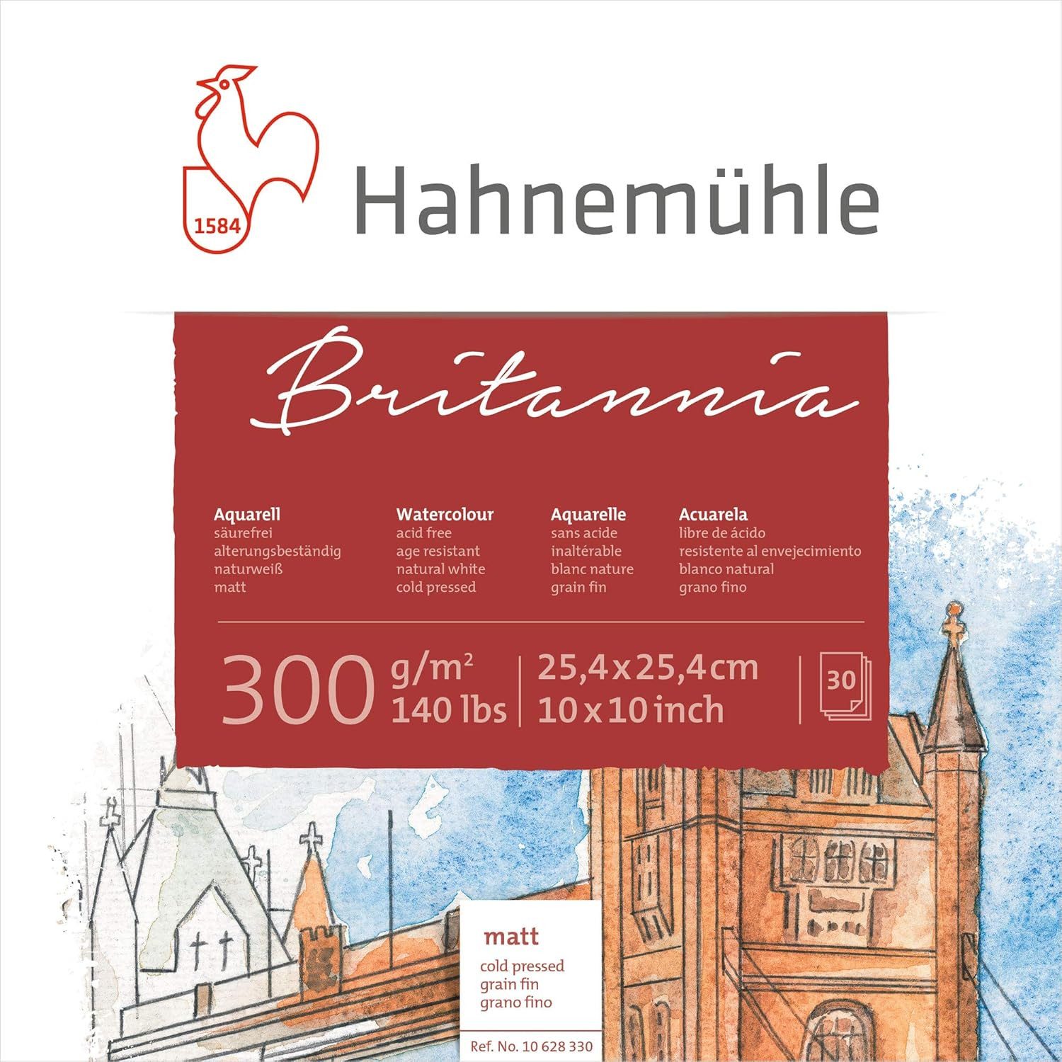 Hahnemühle Aquarellblock Britannia 25,4x25,4cm