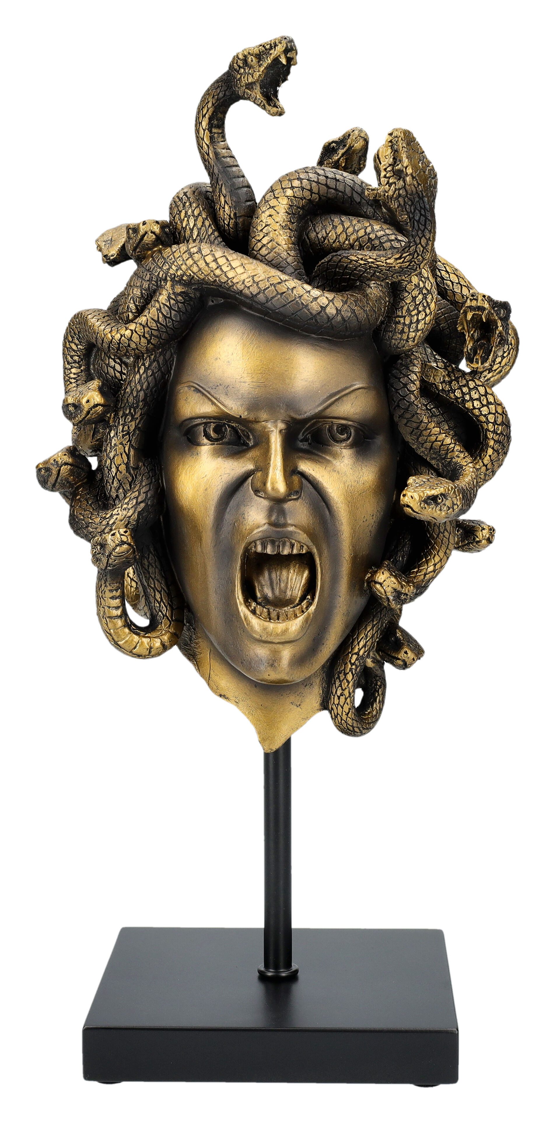 Figuren Shop GmbH Dekofigur Kopf der Medusa auf Ständer - Dekofigur Dekobüste griechische Mytholog