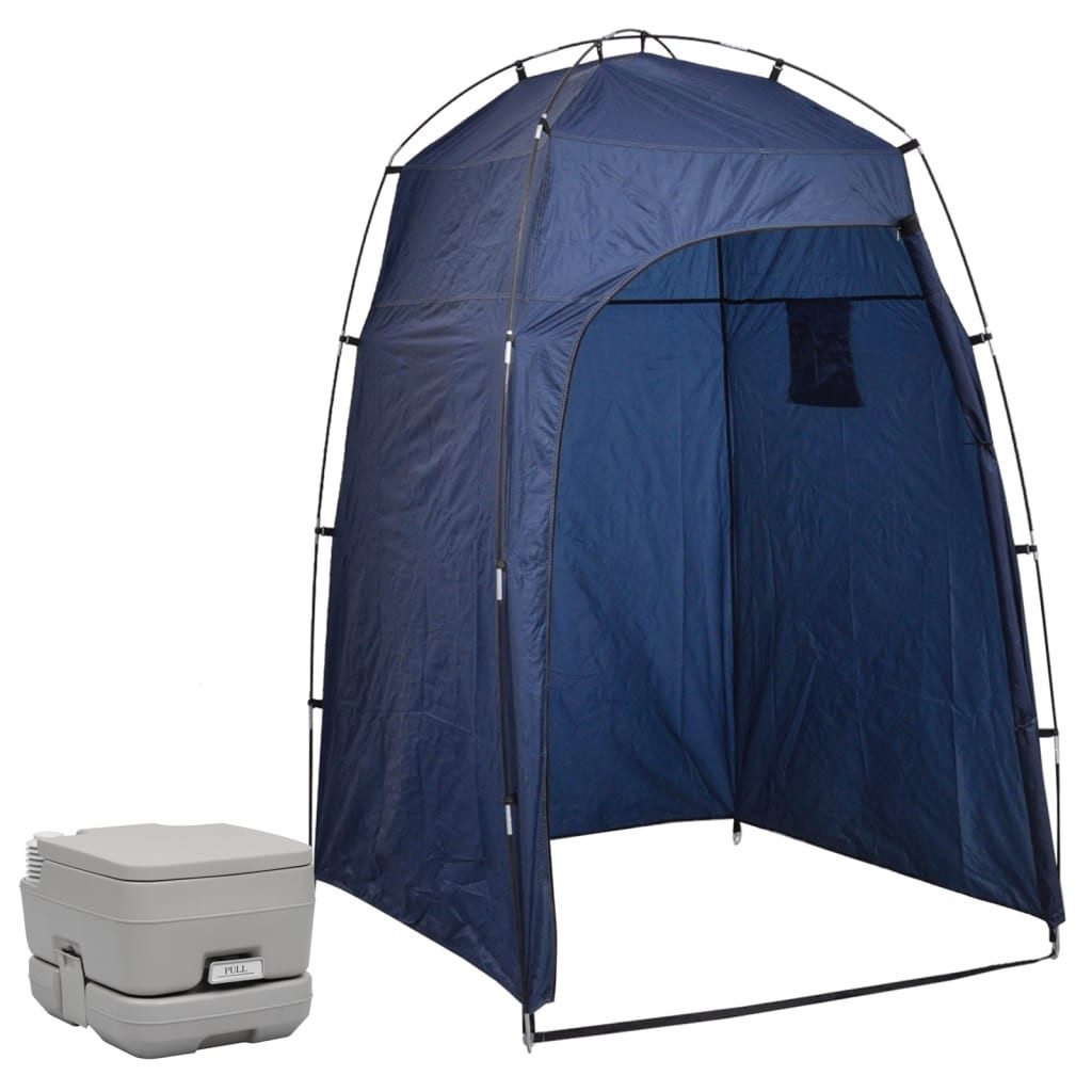 vidaXL Solardusche Tragbare Campingtoilette mit Zelt 10+10 L