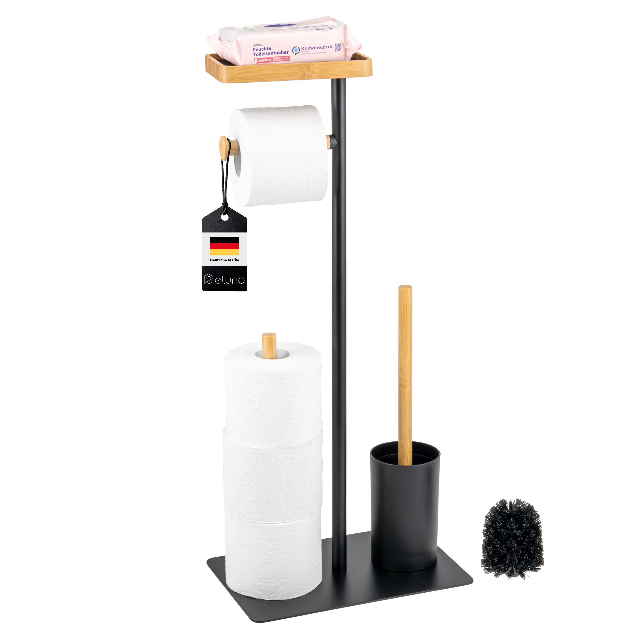 eluno WC-Garnitur 4in1, WC-Bürste, (Ersatz)Rollenhalter, Ablage, günstig online kaufen