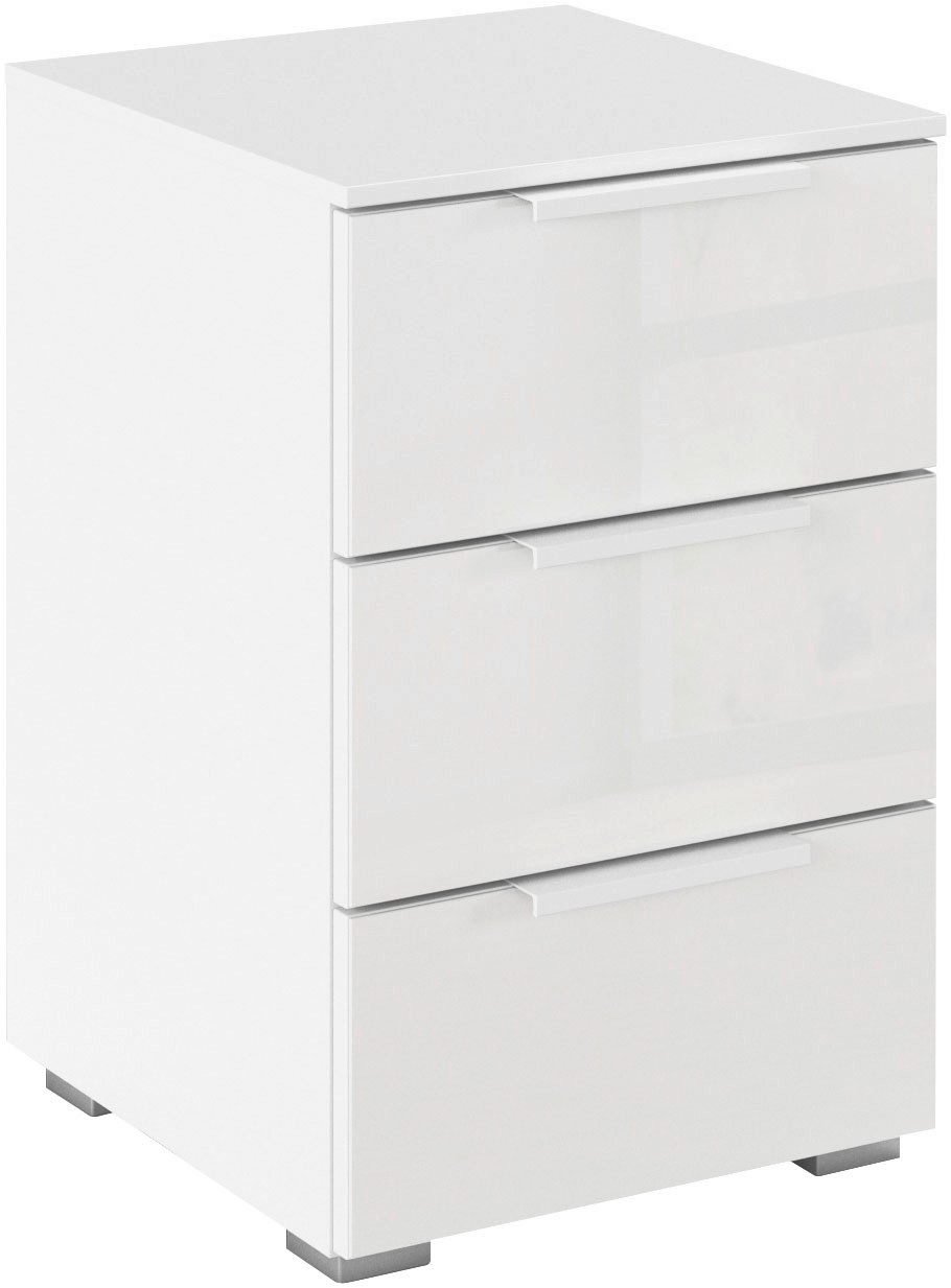 rauch Nachtkommode Nachttisch Nachtkonsole Nachtschrank KOLUNA mit Glasfront (Breite 40 cm), mit 3 geräumigen Schubladen für viel Stauraum MADE IN GERMANY