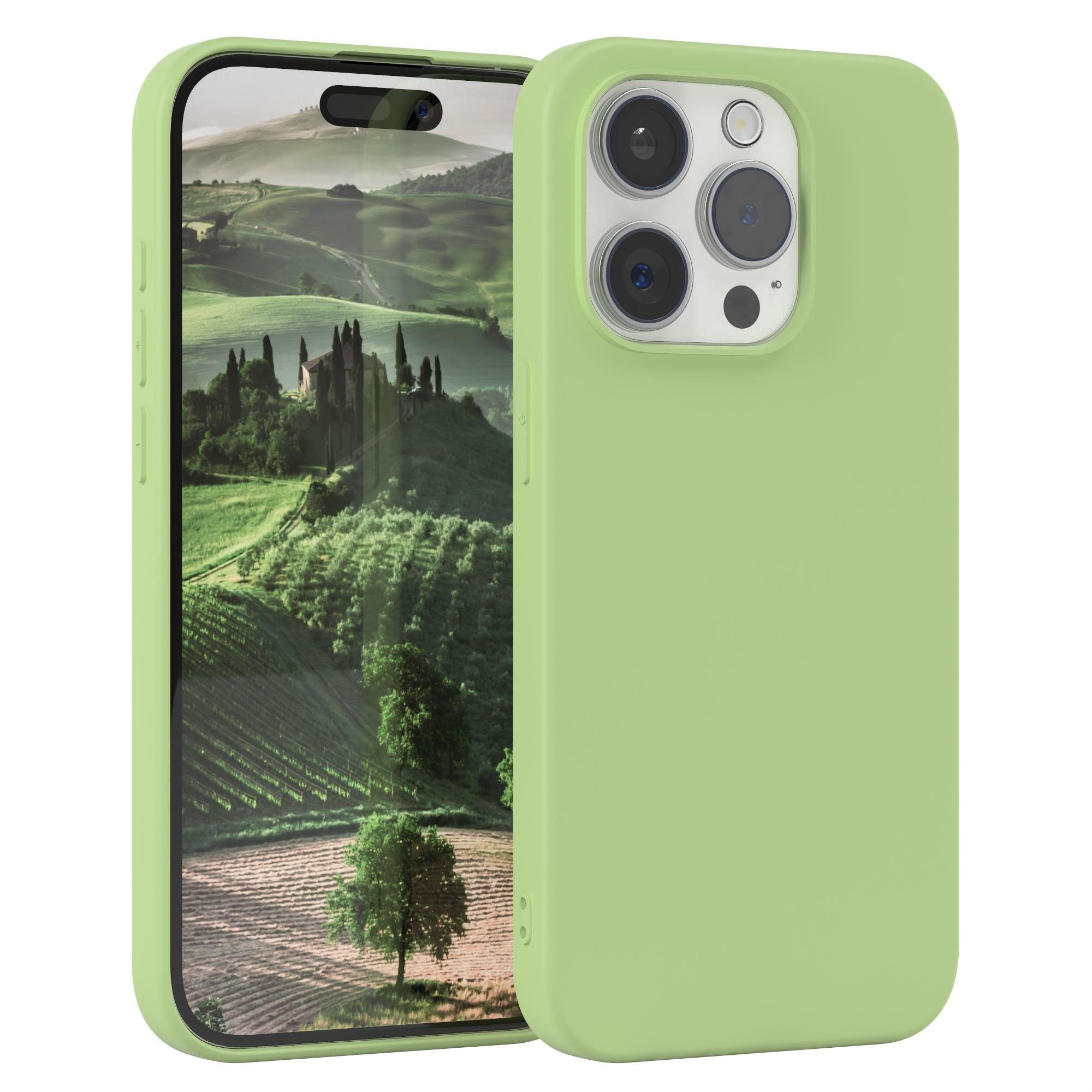 EAZY CASE Handyhülle TPU Hülle für Apple iPhone 15 Pro 6,1 Zoll, Smart Slimcover Matt Silikon Schutzhülle mit Kameraschutz tpu Grün