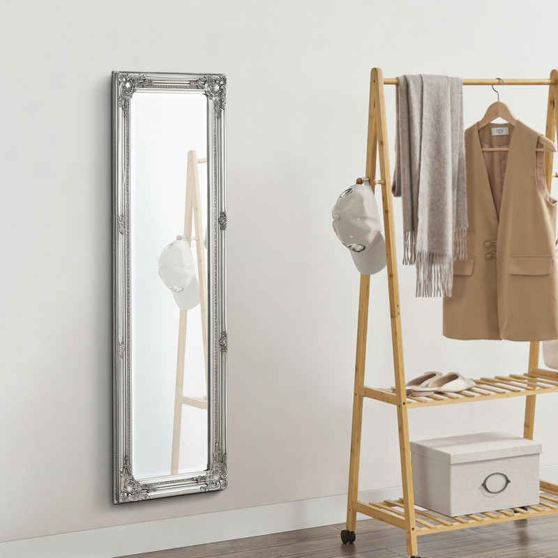 en.casa Wandspiegel, »Livorno« Ganzkörperspiegel 132 x 42 cm Antik Spiegel Silberfarben