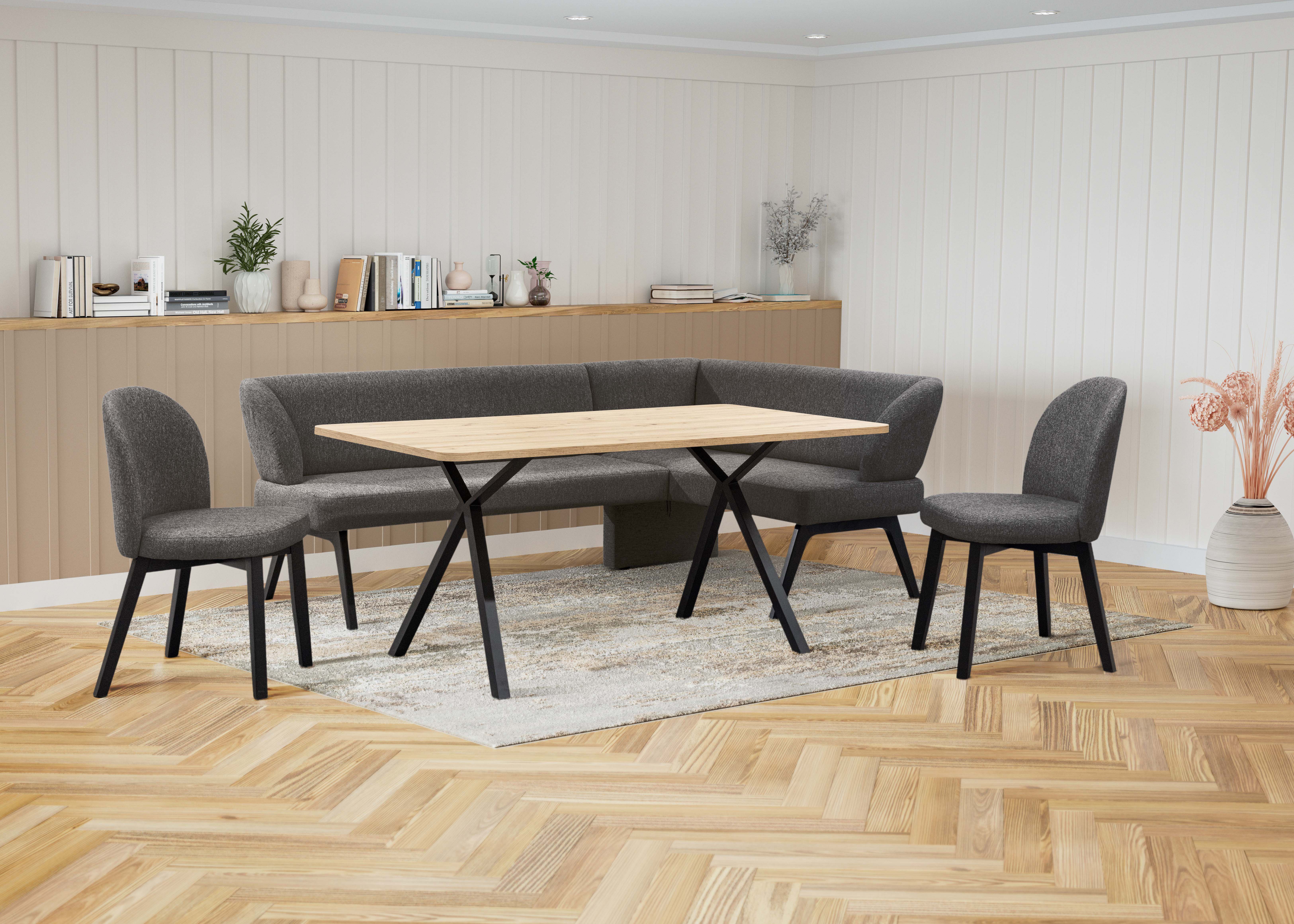 OTTO home Eckbankgruppe Aretha Essecke, Sitzgruppe, Eckbank, Küchenbank, (Set, 4-tlg., 4er), Esszimmer Sitzgruppe, Tisch, Stühle und Bank gepolstert, Nosagfederung