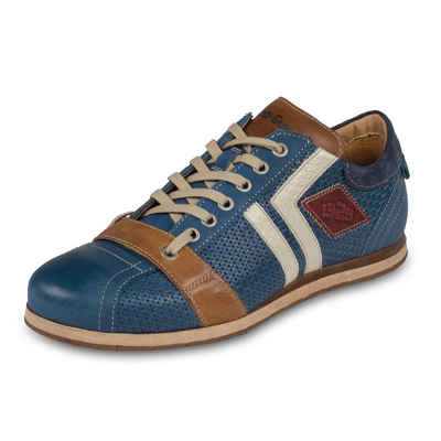 Kamo-Gutsu Leder Sneaker royal / jeans blau mit braun und weiß (TIFO-030 royal) Sneaker Handgefertigt in Italien