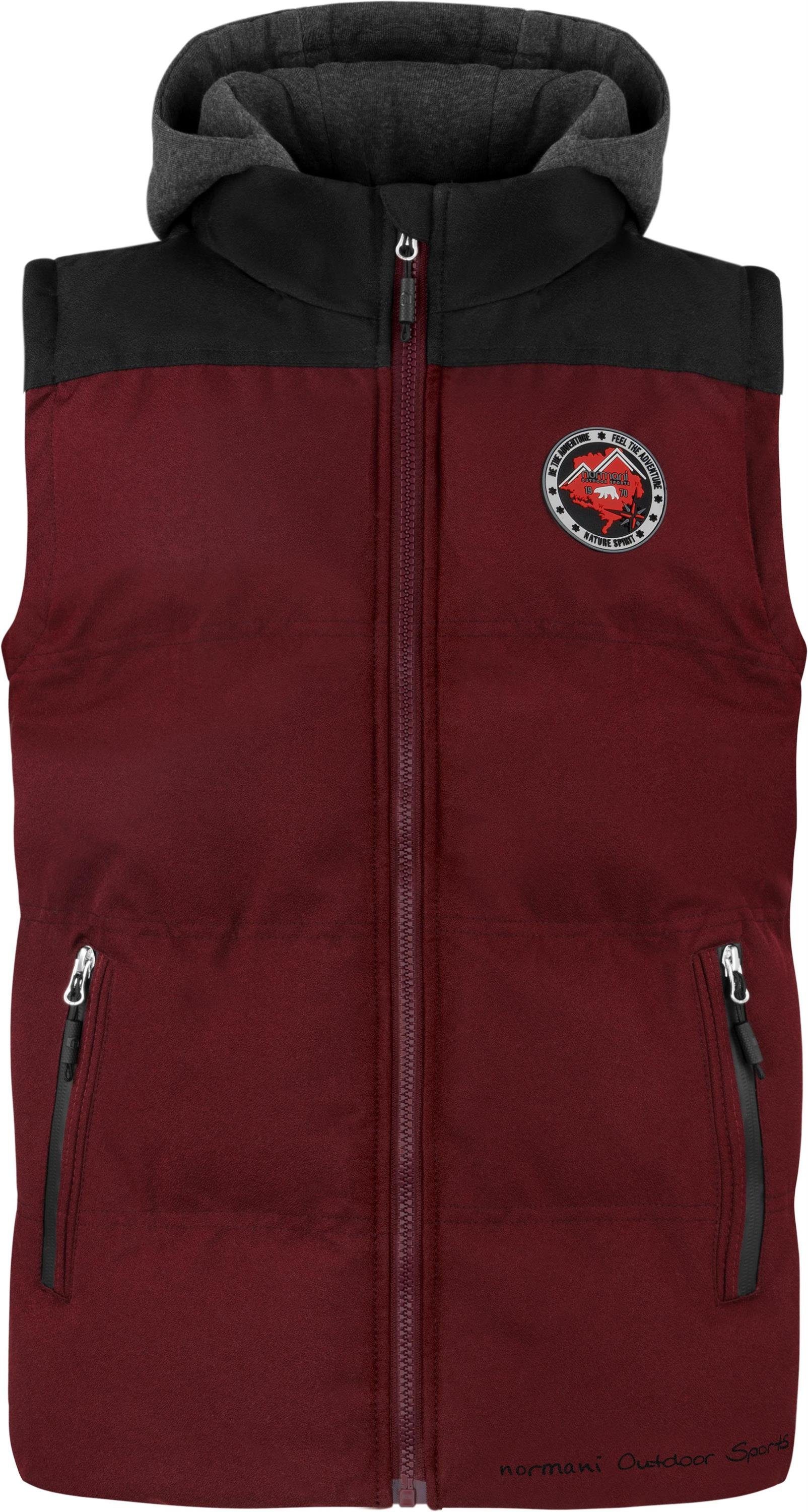 Jungen mit Winterweste Weste Weste Rot Bodywarmer (1-tlg) Steppweste Skien winddichter und Mädchen normani - Outdoor für Wattierte Kapuze Kinder