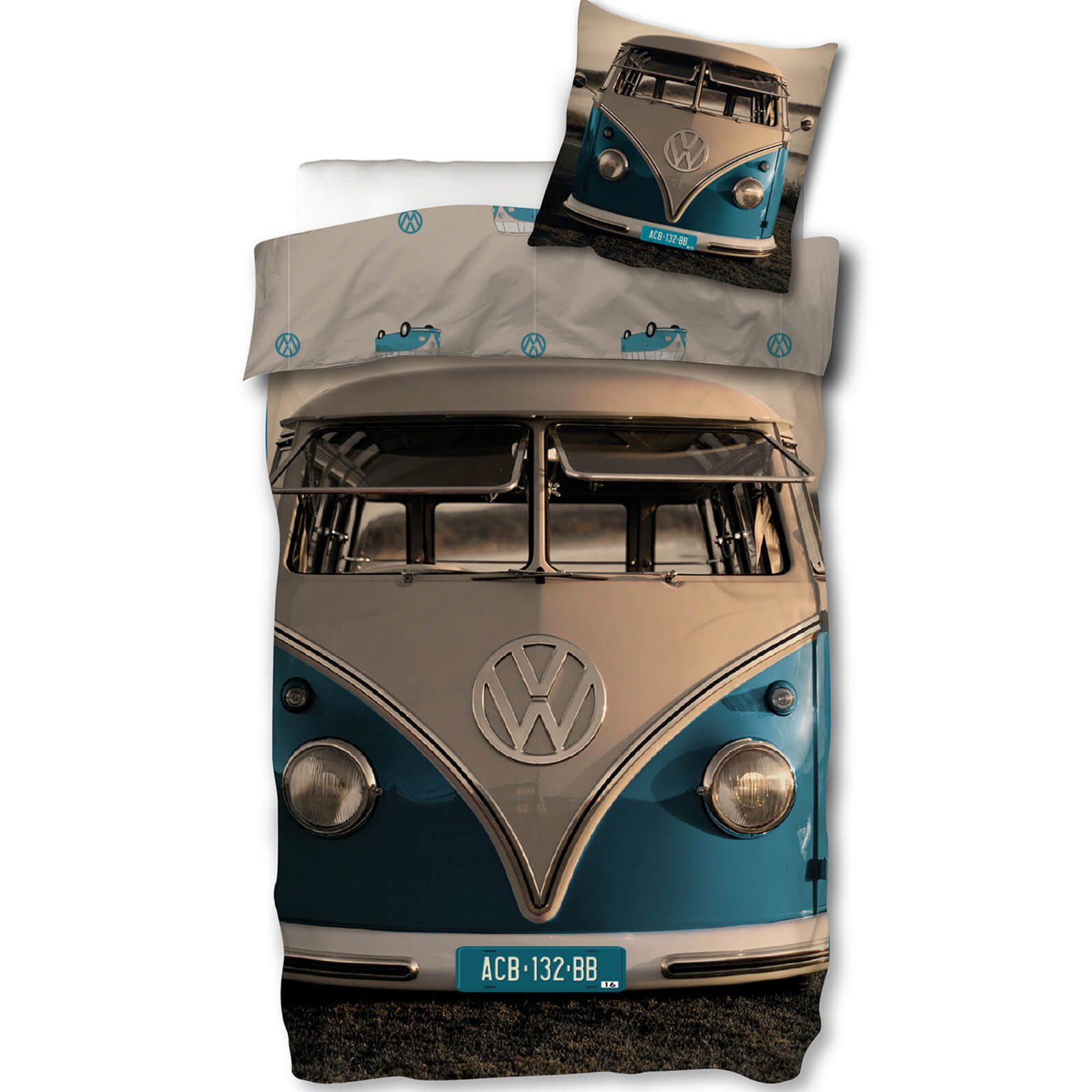 SkyBrands Bettwäsche VW Bulli T1 Samba Blau, Renforcé, 2 teilig, Auto, Bull günstig online kaufen