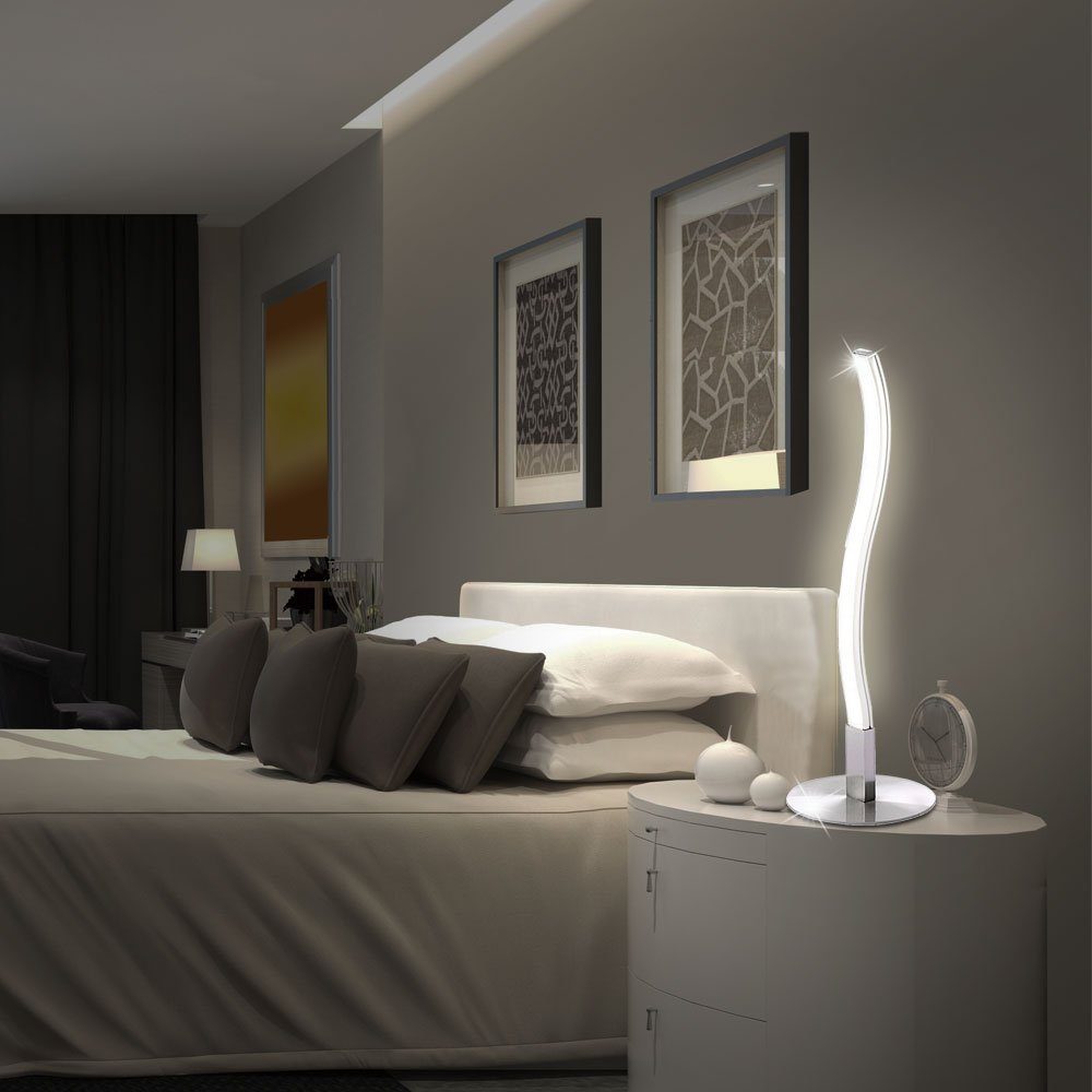 etc-shop LED Tischleuchte, LED-Leuchtmittel fest verbaut, Warmweiß, LED Wellen Tisch Leuchte Wohn Schlaf Zimmer Lese Beleuchtung Schalter