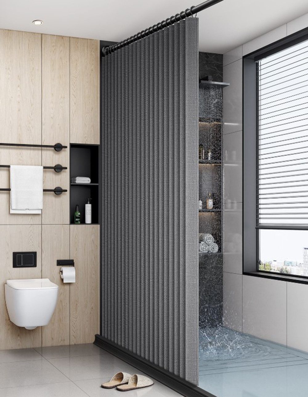 Minicloss Duschvorhang Wasserdichter Magnet-Falt-Duschvorhang, Verdickter L günstig online kaufen