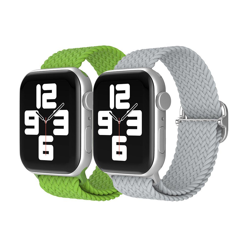GelldG Uhrenarmband Geflochtenes Armband Kompatibel mit Apple Watch, Nylon Armband grün