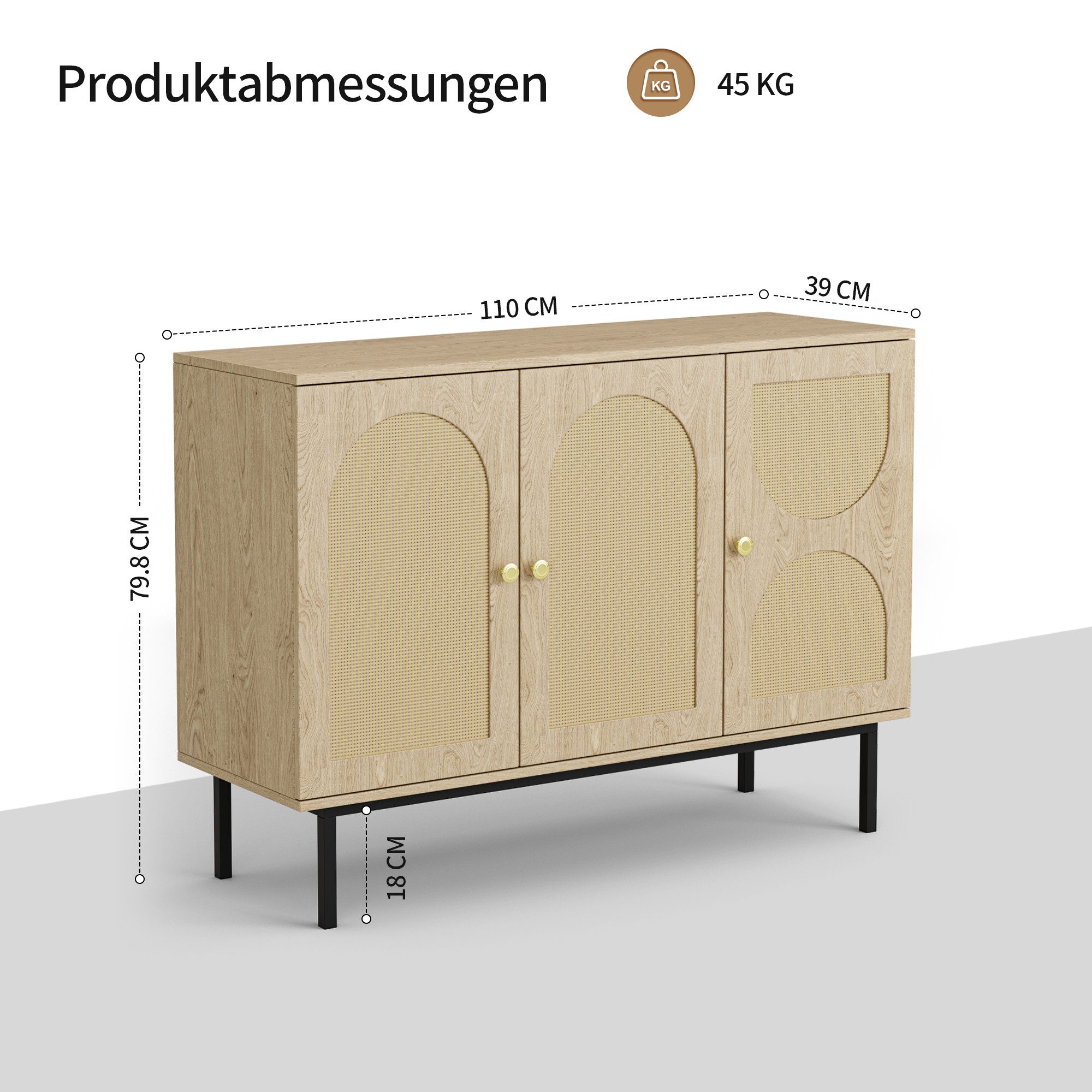 FiveWillowise Sideboard Rattan Anrichte Sideboard, Küchenschrank & Buffetsc günstig online kaufen