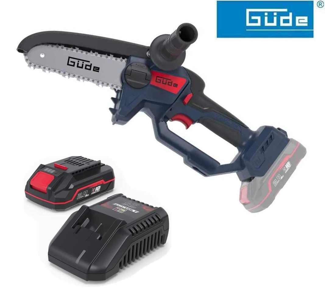 Güde Akku-Kettensäge Akku Astsäge GAK 18.1 Mini Kettensäge 18V, Akku 2.0 Ah Ladegerät 3 A