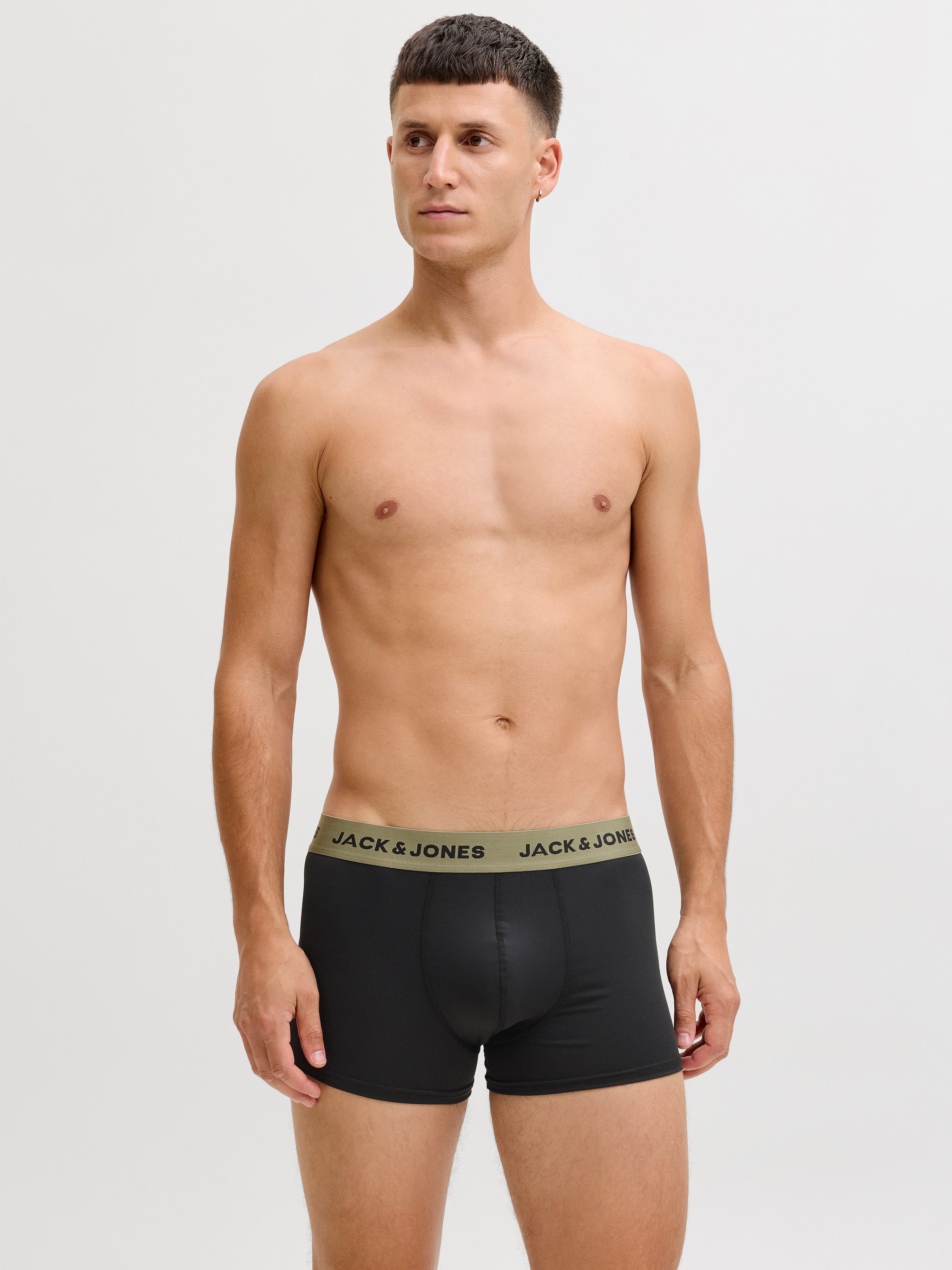 Jack & Jones Trunk JACFLOWER aus Microfaserqualität und schnelltrocknendem Material (Packung, 3-St) unifarben mit Farbeinsatz, modisch, eng anliegend, Microfaser