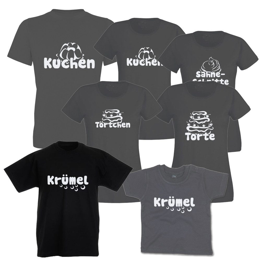 G-graphics T-Shirt Kuchen, Sahneschnitte, Torte, Törtchen & Krümel (Familienset, Einzelteile zum selbst zusammenstellen) Kinder- & Erwachsenen-T-Shirt-Set mit Frontprint