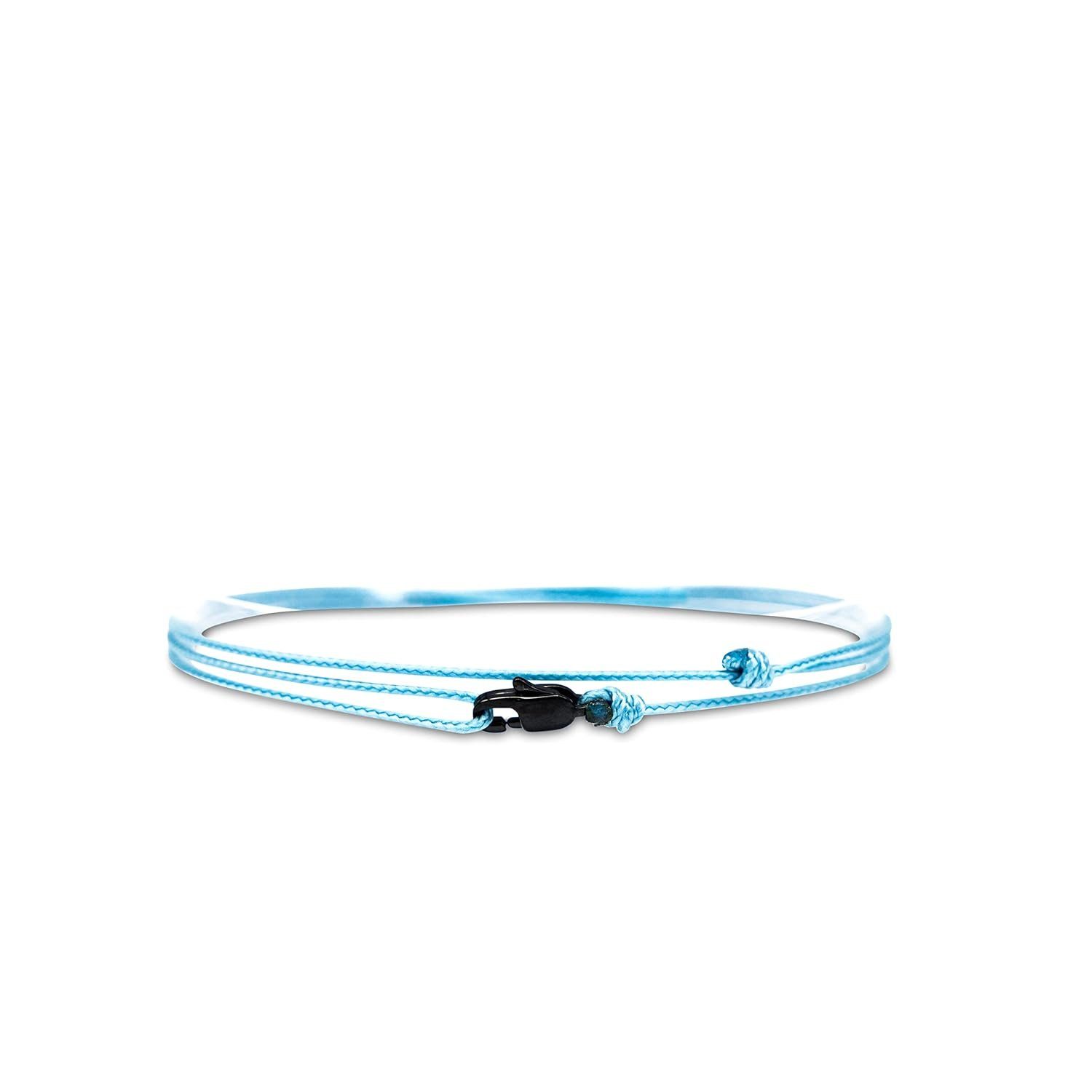 Made by Nami Wickelarmband Minimalistisches Armband mit Karabinerhaken Herren Armband Damen, Maritimes Armband Wasserfest & Verstellbar Hellblau u Schwarz