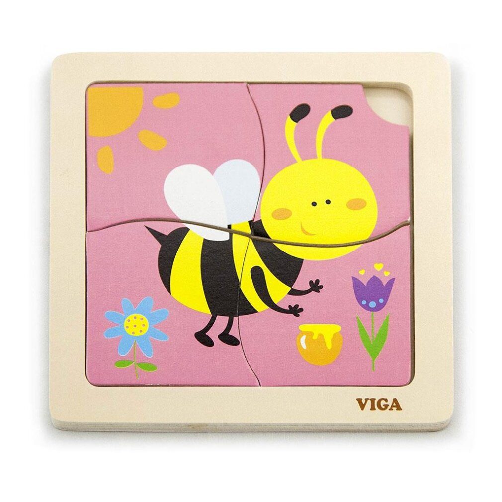 Viga® Holzspielzeug Puzzle Viga Puzzlespiel auf dem Podium - Biene, Puzzleteile