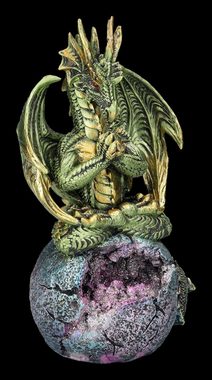 Figuren Shop GmbH Fantasy-Figur Grüne Drachenfigur - Meditation - Fantasy Dekofigur Drachen Figur