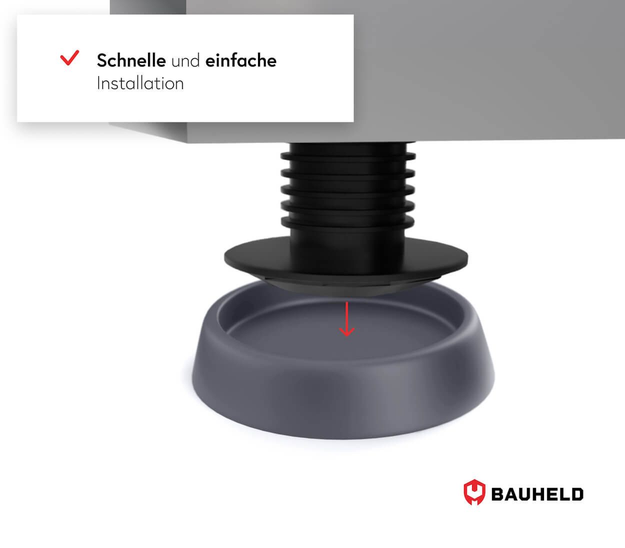 BAUHELD Anti-Rutsch-Pad Schwingungsdämpfer Waschmaschine und Trockner, (4 St), Vibrationsdämpfer, Gummifüße, Antivibrationspads – Bild 5 von 5