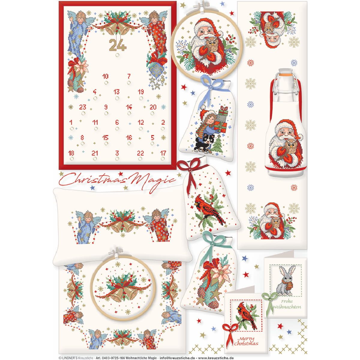 Lindner´s Kreuzstiche Kreativset Lindner´s Kreuzstich Zählmuster Vorlage "Weihnachtiche Magie", 166, (embroidery kit by Marussia)
