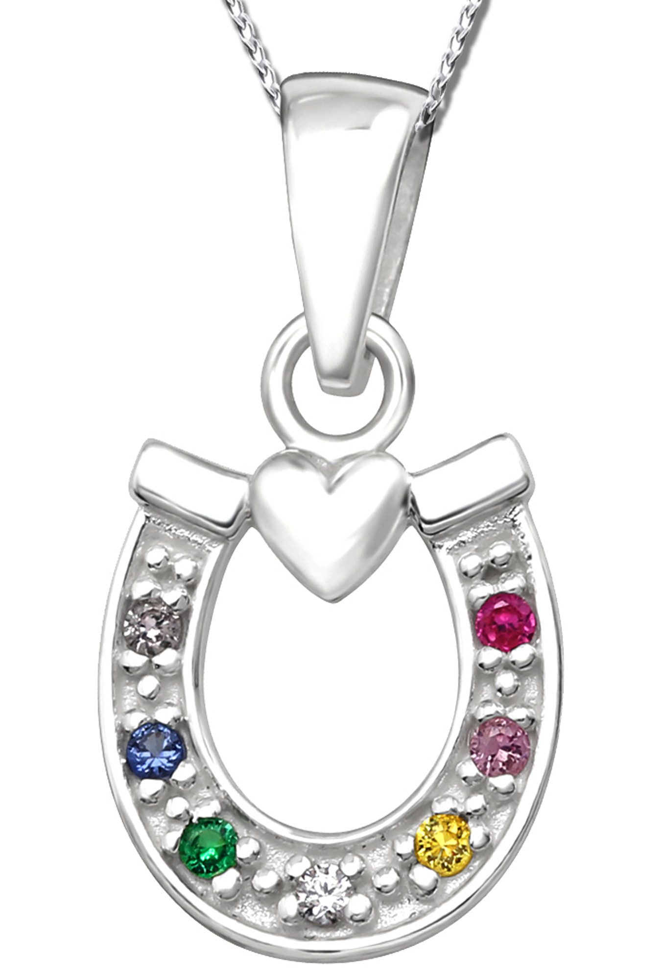 Limana Kette mit Anhänger 925 echt Sterling Silber Pferde Hufeisen Herz Glücksbringer (inkl. Geschenkdose), Geschenk für Kinder Mädchen Frauen Damen Ehefrau Freundin Mutter