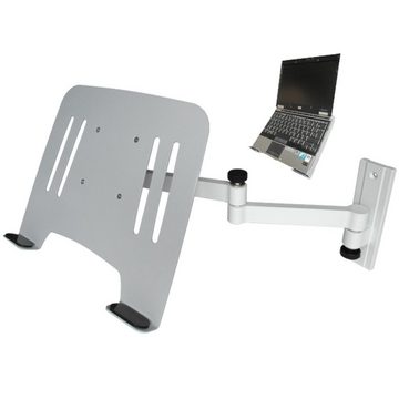 Drall Instruments L52W-IP3S Laptop-Ständer, (2-tlg., Wandhalterung weiß mit Notebookhalter Laptophalter Adapter silber)