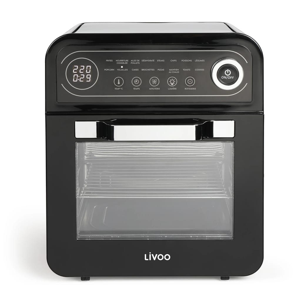 LIVOO Multifunktions-Küchenmaschine Heißluftfritteuse 12 L 1600 W Schwarz