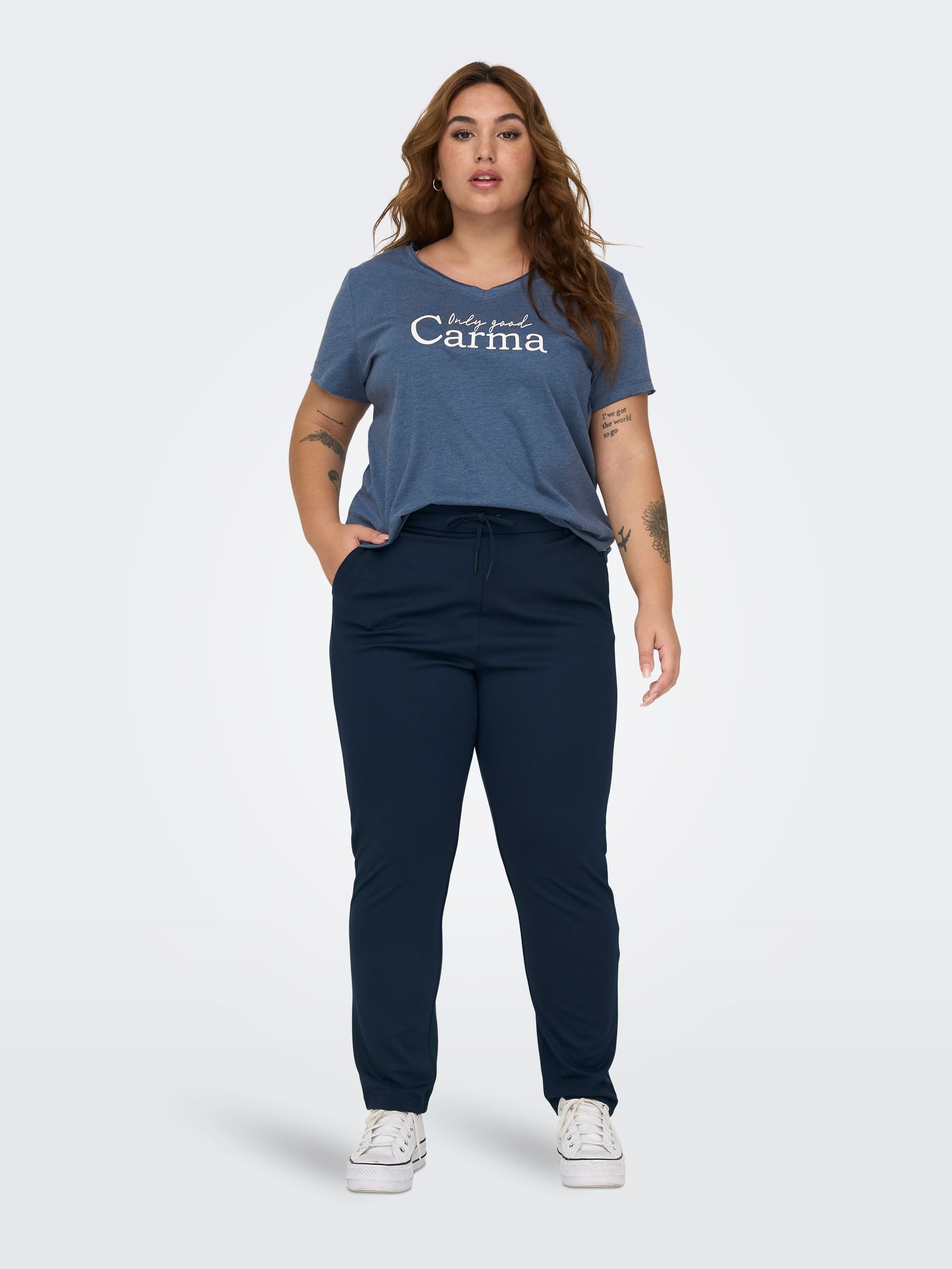 ONLY CARMAKOMA Stoffhose Elegante Stretch Stoffhose Übergröße Curvy Plus Size (1-tlg) CARGOLDTRASH CLASSIC PANT NOOS