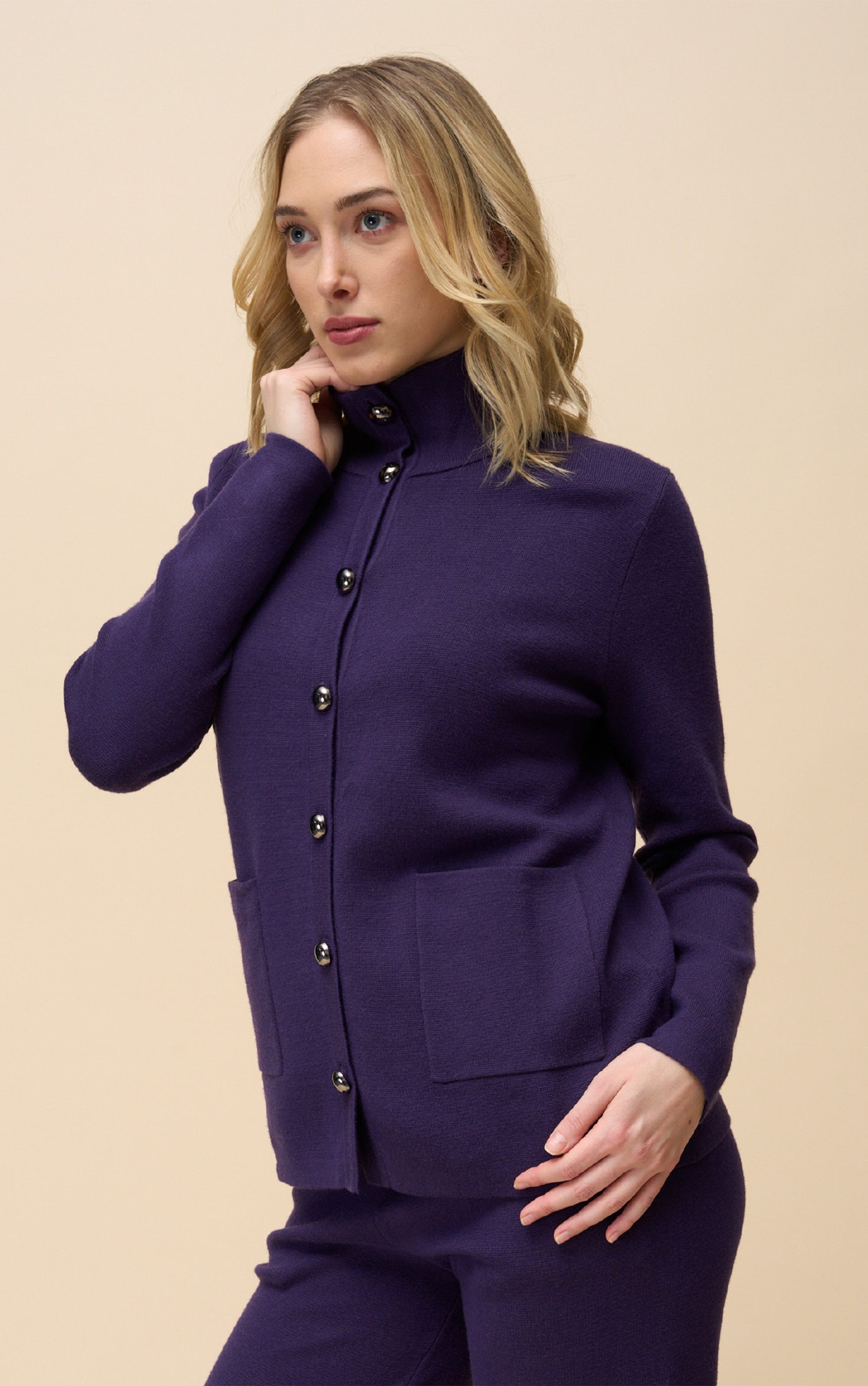 Passioni Strickjacke mit hohem Kragen und günstig online kaufen