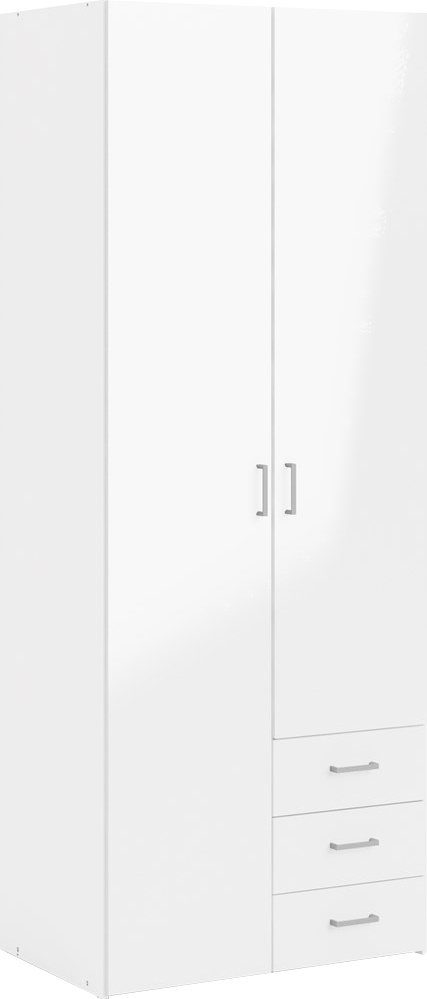 Home affaire Kleiderschrank graue Stangengriffe, einfache Selbstmontage, 200,4 x 77,6 x 49,5 cm Weiß | Weiß