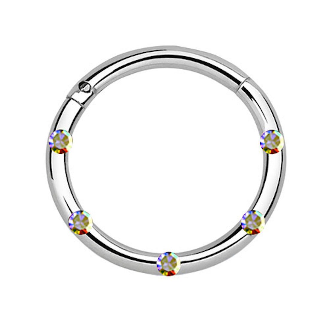 Nasenpiercing Septum Piercing Kritsallen besetzt Silber Rainbow 1,2mm x 8mm