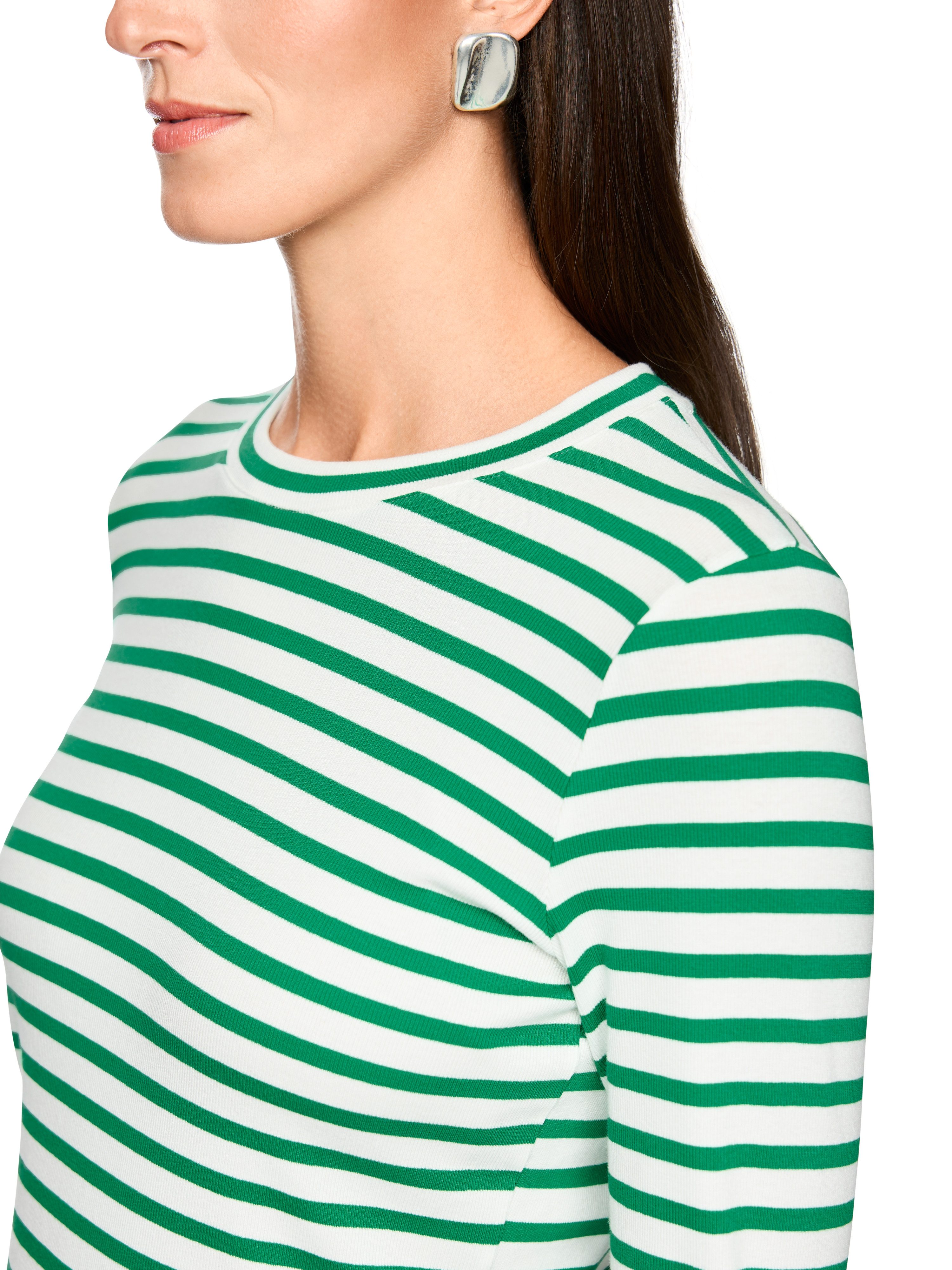 Marc Cain Longsleeve City Vibing Premium Damenmode geringelt, schmal geschnitten