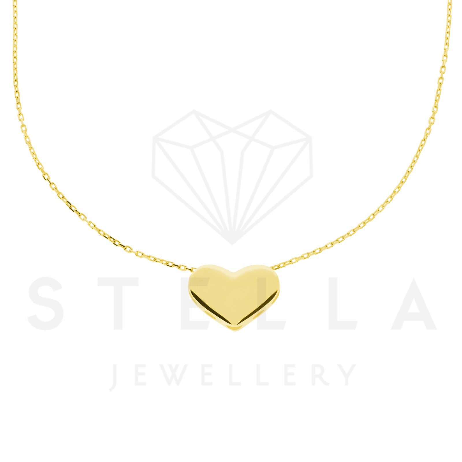 Stella-Jewellery Collier Damen Kette mit Herz Anhänger 585er Gelbgold 45 cm (inkl. Etui), 585 Gelbgold 7 Plättchen