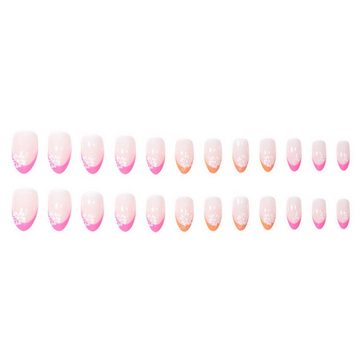 YRIIOMO Kunstfingernägel Blumen-Nagelpflaster, Maniküre, tragbare Nägel, süße künstliche Nägel, fertige abnehmbare Nagelkunst-Aufkleber