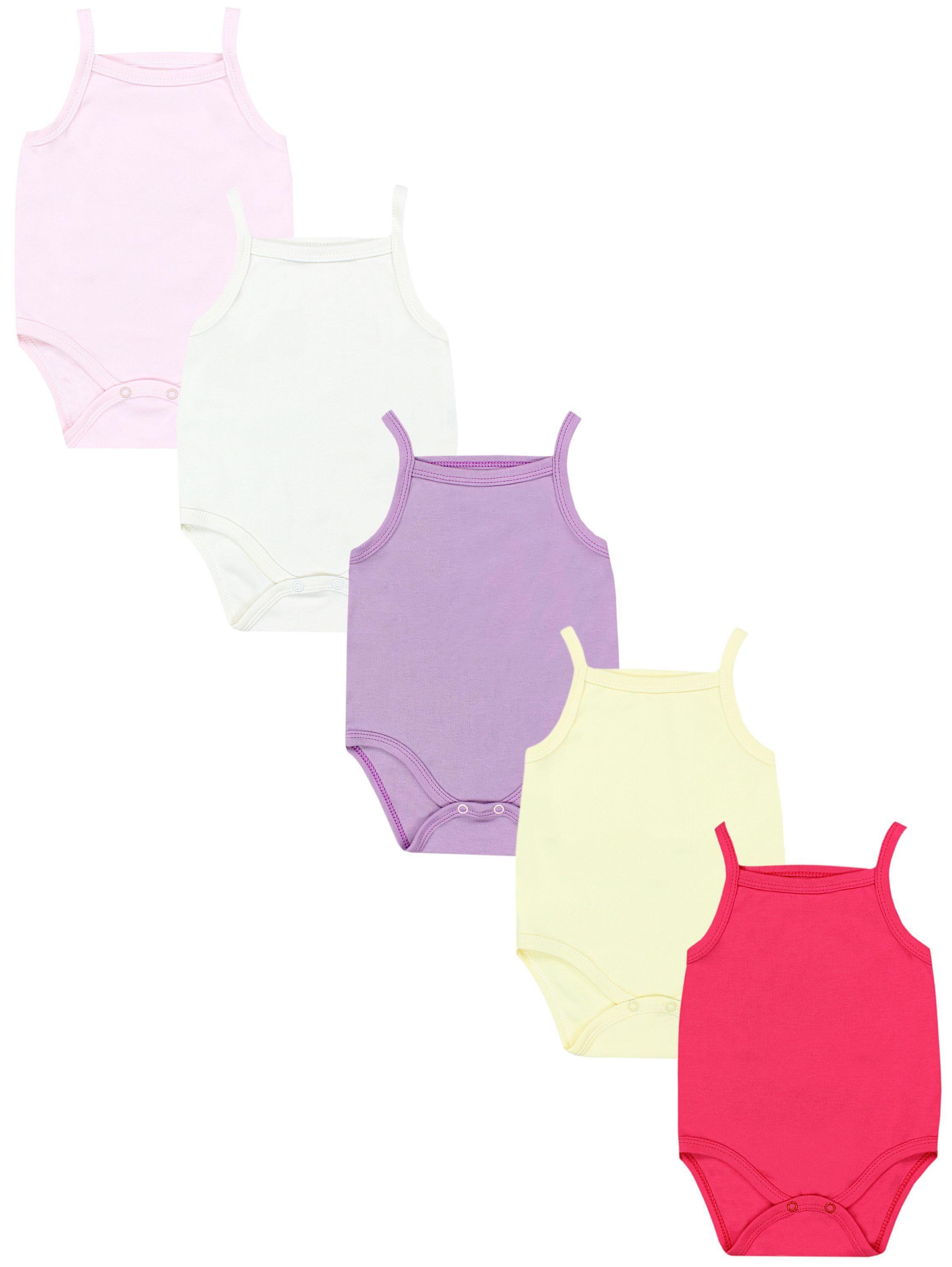 TupTam Body Baby Mädchen Body Ärmellos Sommer Babybody Spaghettiträger 5er Pack
