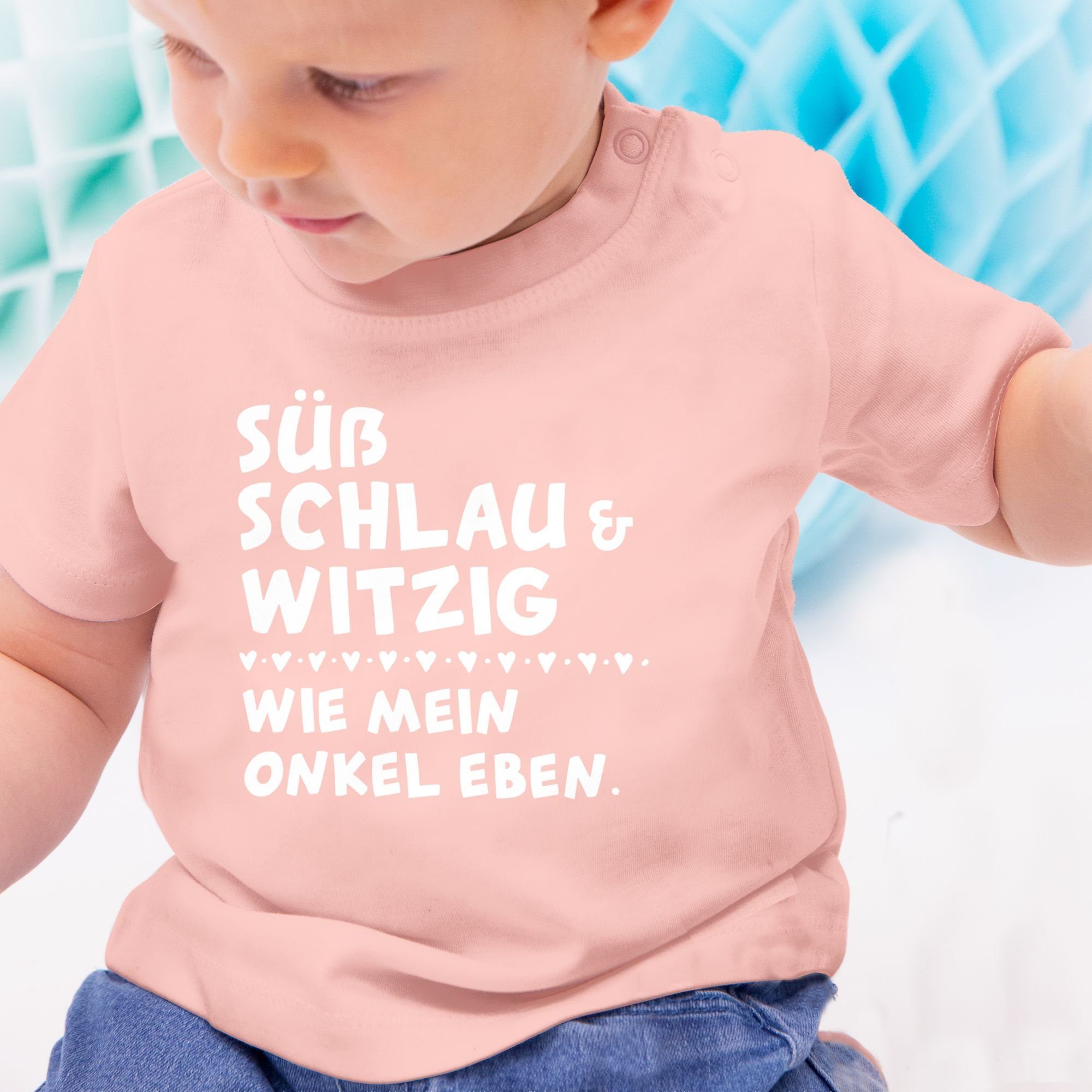 Süß T-Shirt Onkel Sprüche witzig eben - mein Weiß schlau Baby Babyrosa - wie 1 und Shirtracer