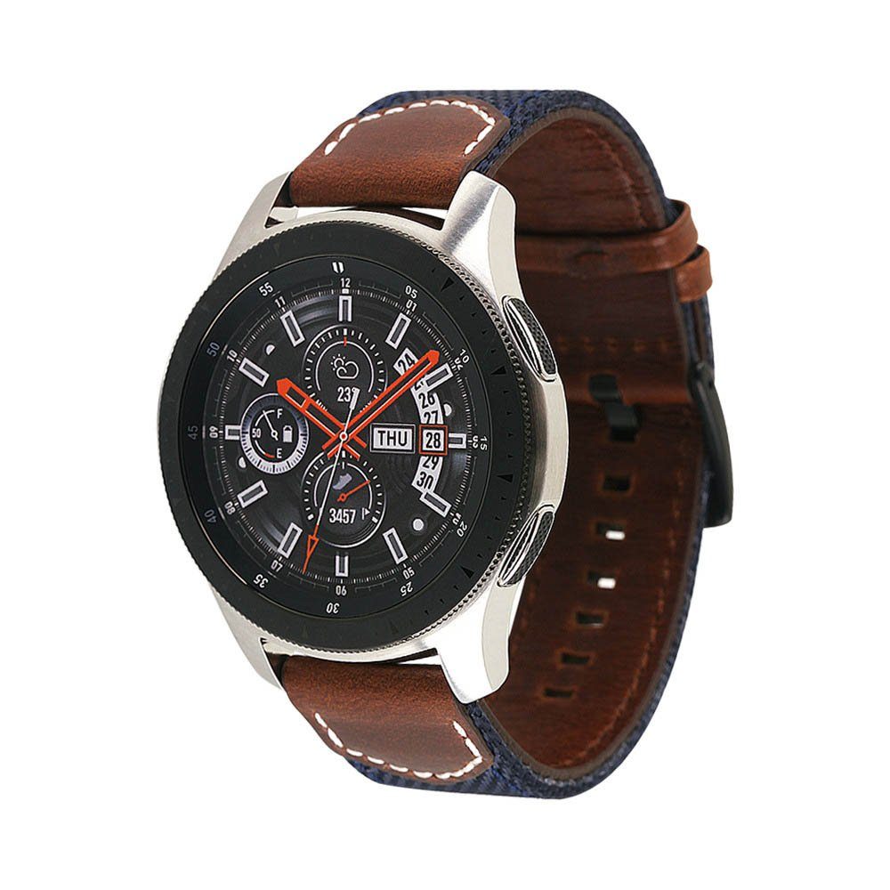 BTTO Uhrenarmband Samsung Watch 20/22/24mm, Leder Smart Farben Watch/Garmin/Fossil Blau für Galaxy Lederarmband 5 Uhrenarmband Watch/Huawei