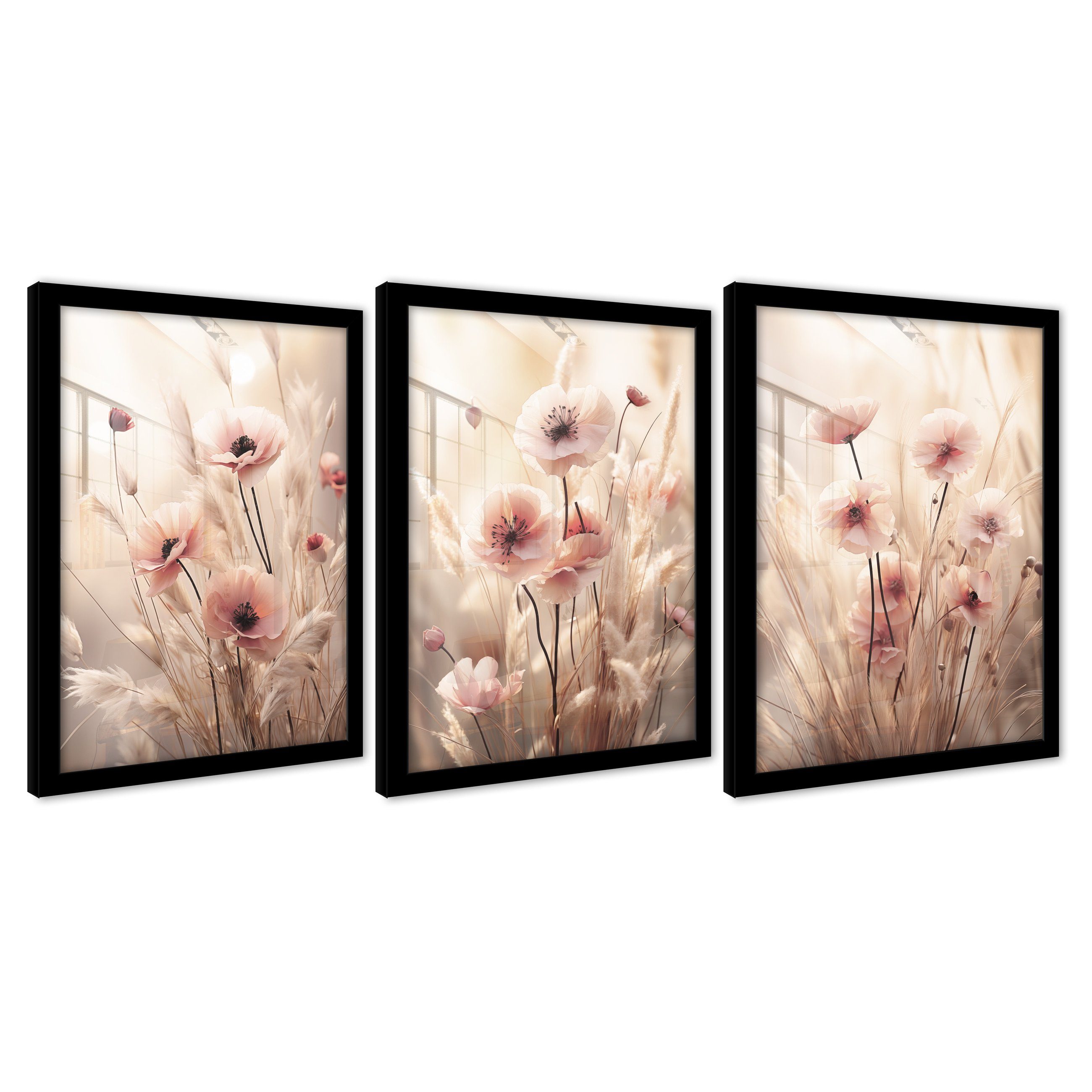 Wallarena Poster SET mit Rahmen Bilder Blumen Wohnzimmer Schlafzimmer Kunst günstig online kaufen