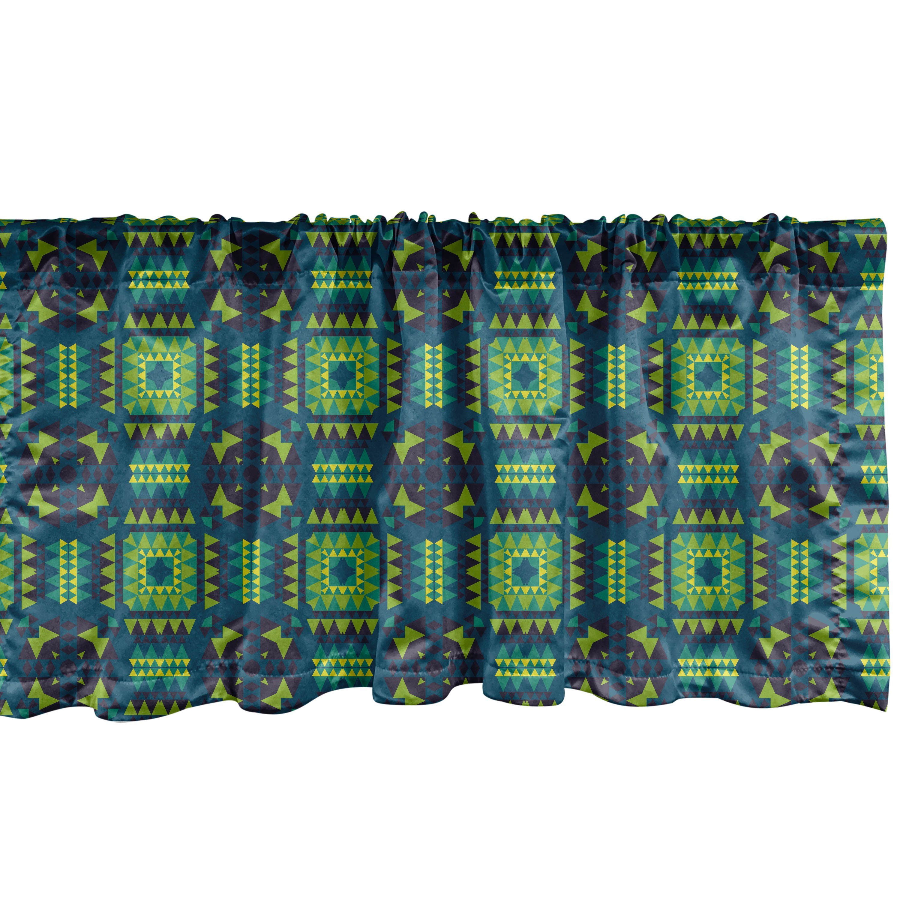 Scheibengardine Vorhang Volant für Küche mit Abstrakt Schlafzimmer Microfaser, Dekor Muster Stangentasche, geometrisches Tribal Abakuhaus
