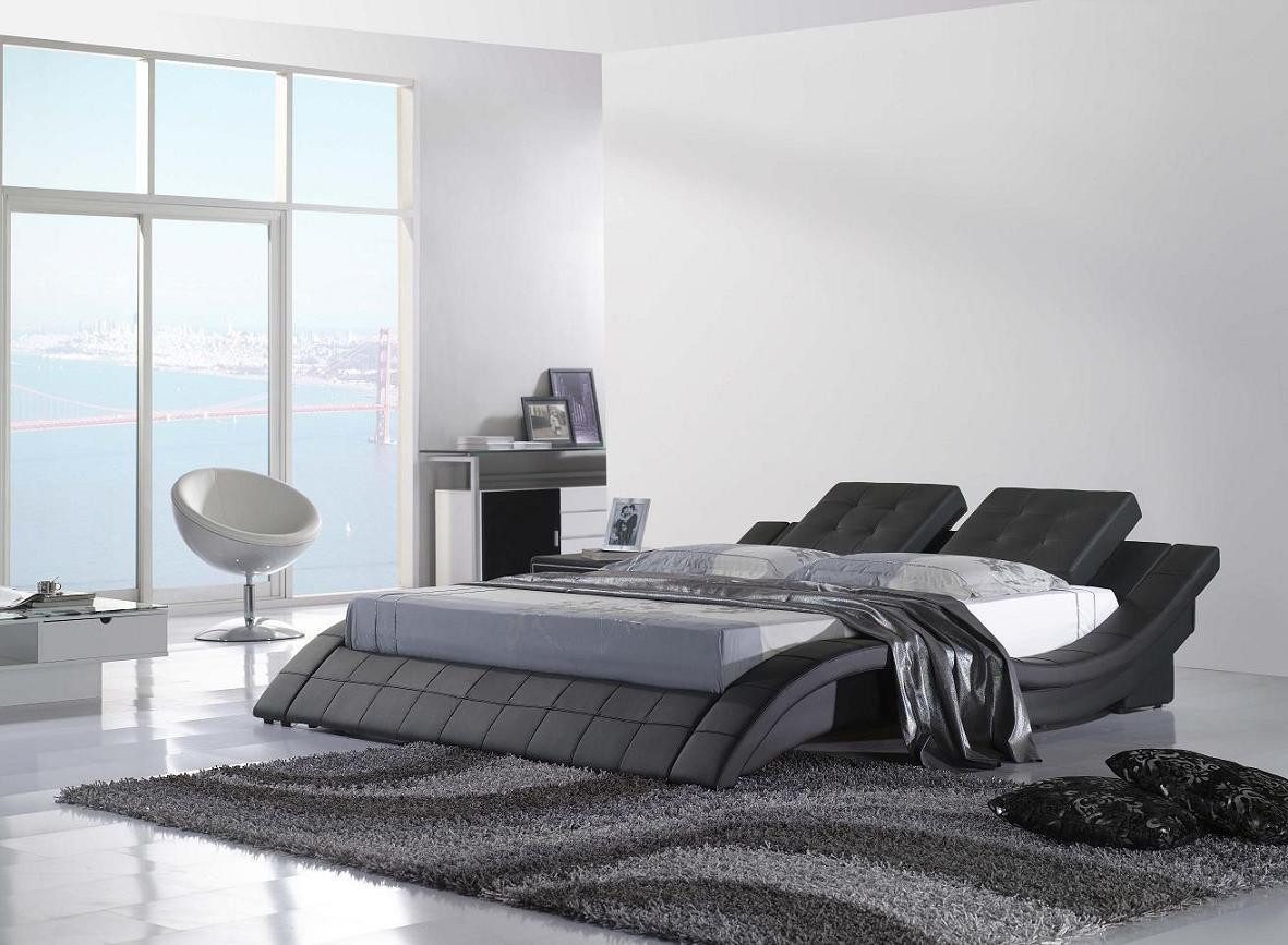 JVmoebel Bett Modernes Doppelbett aus Kunstleder in Schwarz mit Edelstahlfüßen (1-tlg), Made in Europa