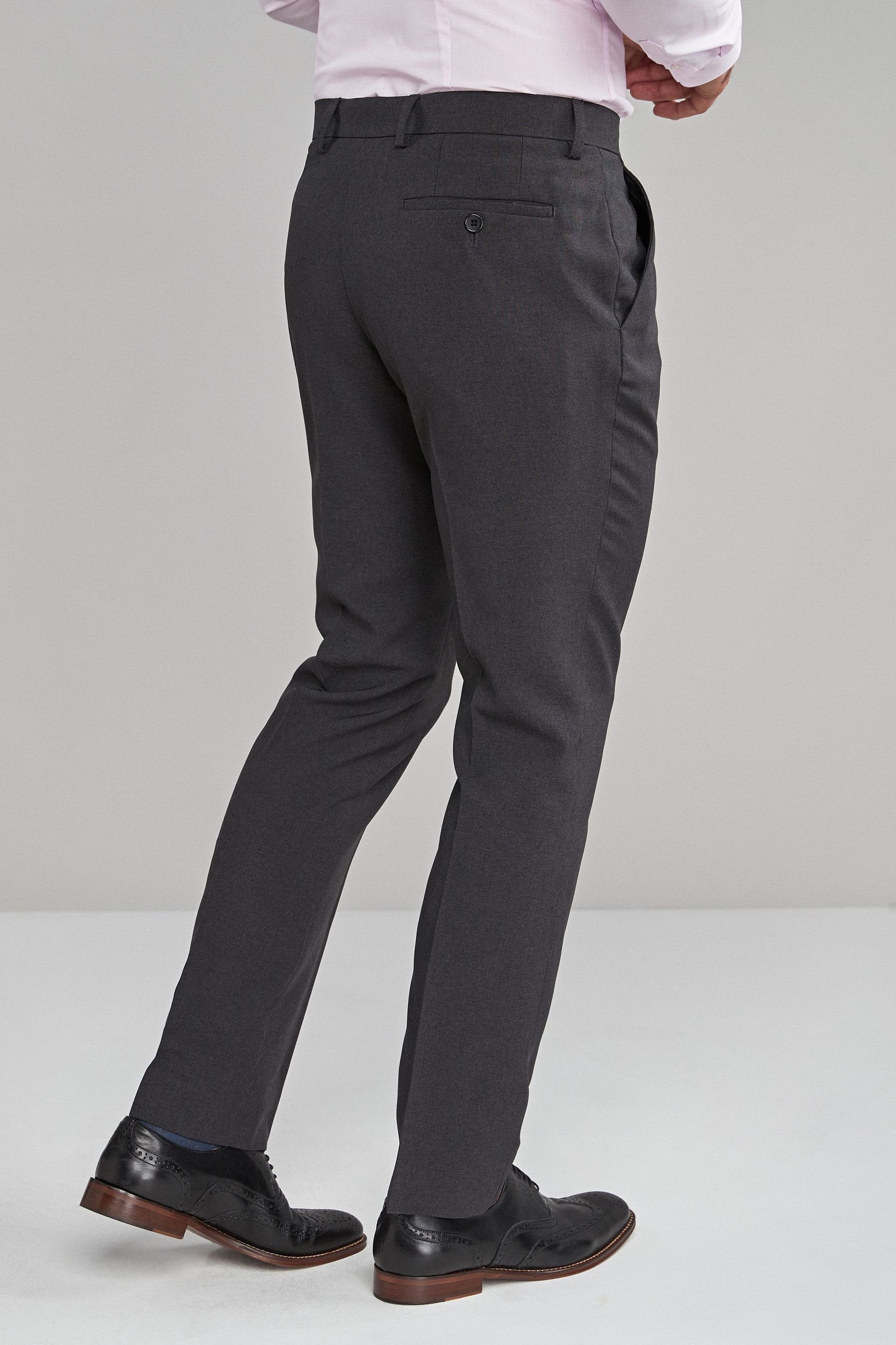 Hose (1-tlg) Charcoal ohne Grey Bundfalte, Stretch-Hose Next Slim Maschinenwäsche Fit