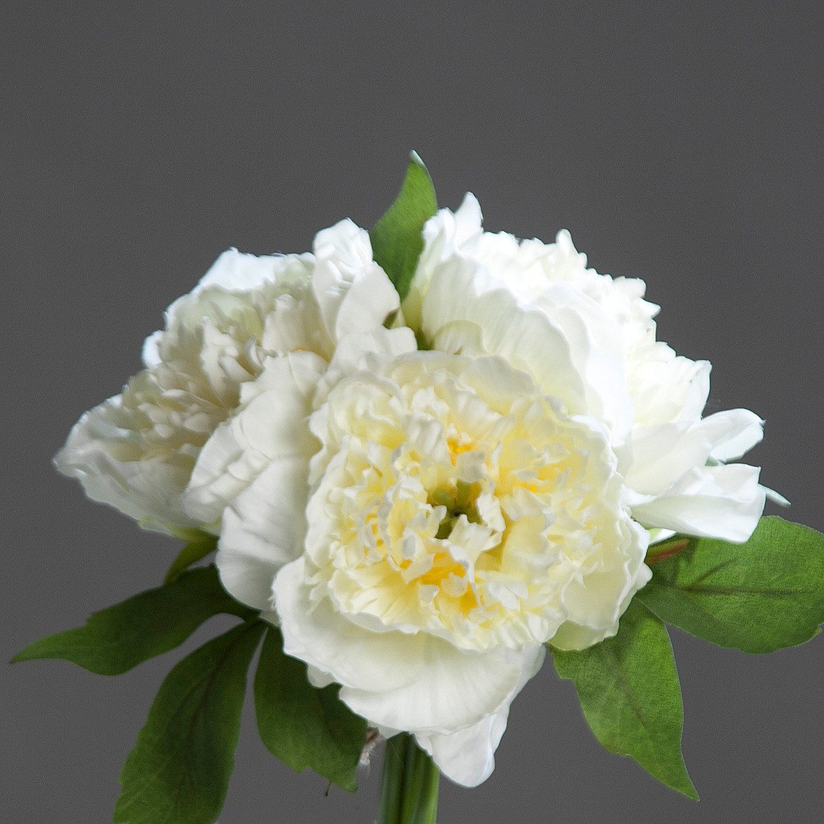 Kunstblume Pfingstrosenbouquet 26cm DP künstliche Pfingstrose Päonie Blume Strauß Pfingstrose, Seidenblumen Roß, Höhe 26 cm, Weiß-Creme