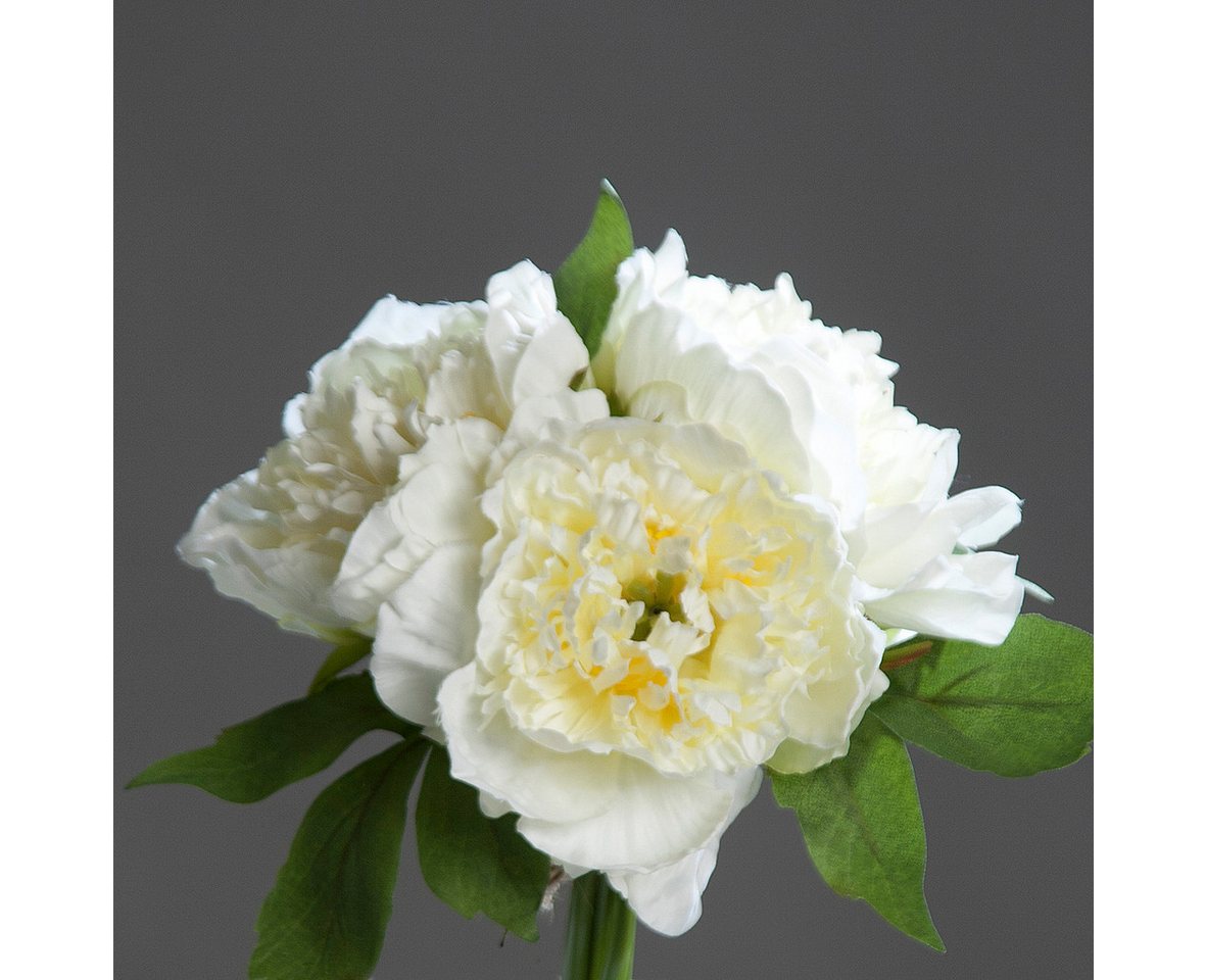 Kunstblume Pfingstrosenbouquet 26cm DP künstliche Pfingstrose Päonie Blume Strauß Pfingstrose, Seidenblumen Roß, Höhe 26 cm, Weiß-Creme