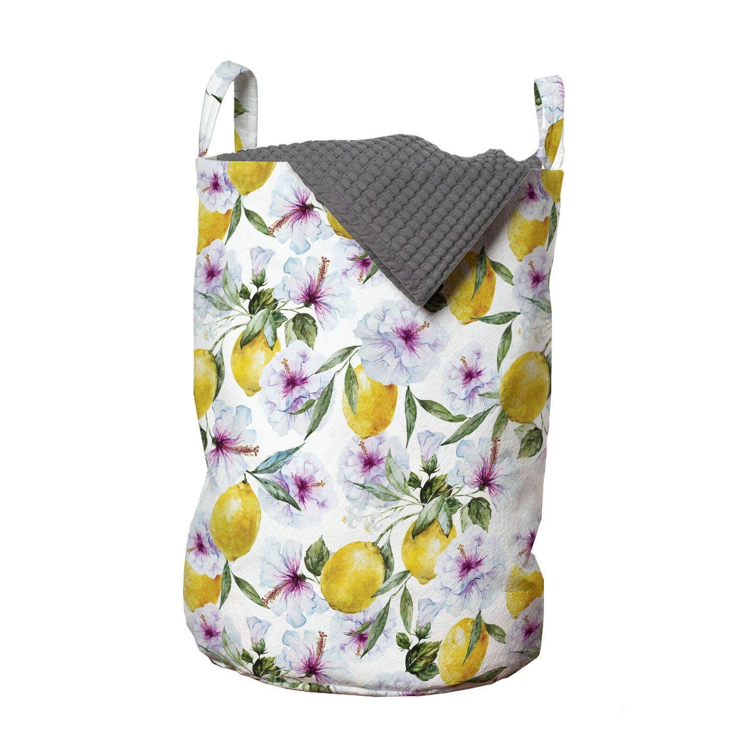 Abakuhaus Wäschesäckchen Wäschekorb mit Griffen Kordelzugverschluss für Waschsalons, Frühling Blumen Ernte-Aroma