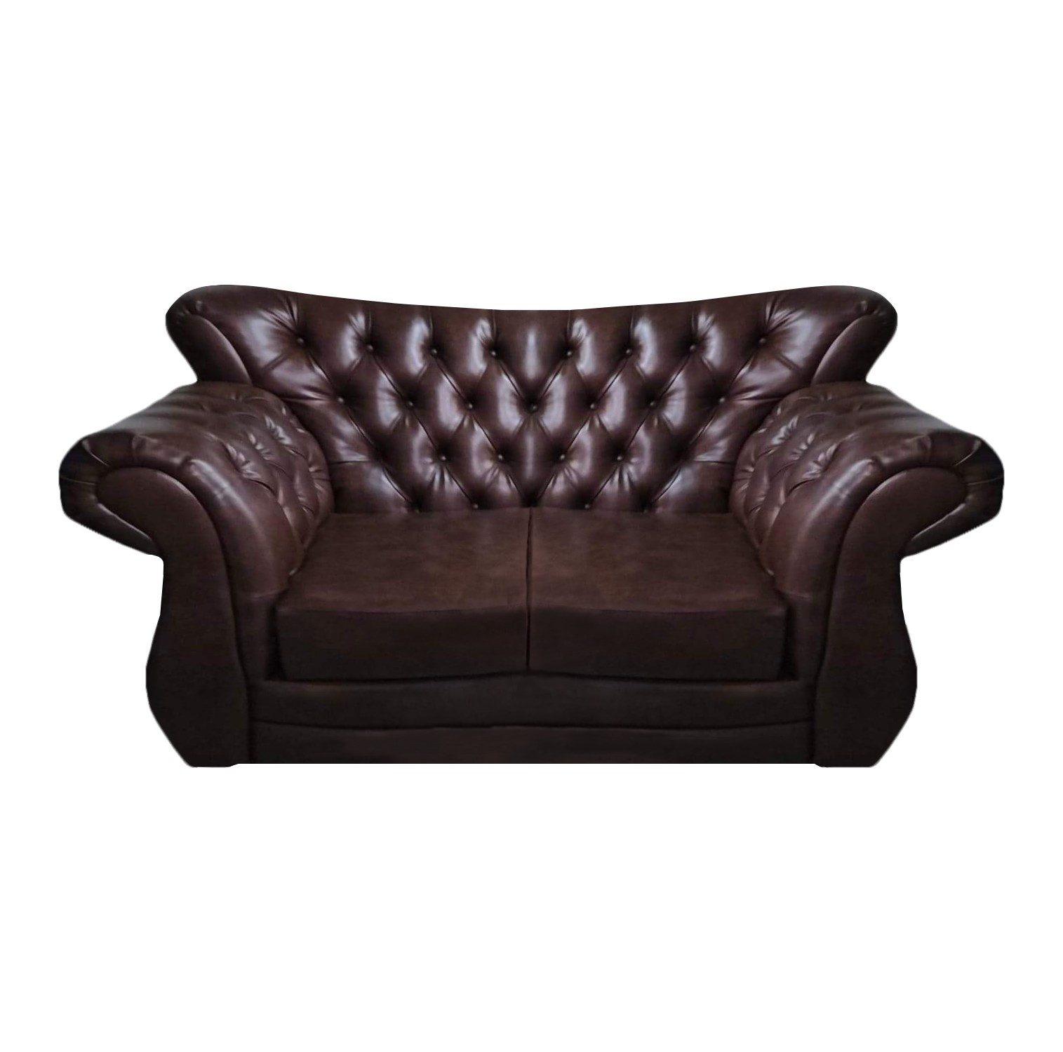JVmoebel Chesterfield-Sofa Elegantes Zweisitzer Sofa aus braunem Leder mit Knopfdetails, Packung 1 Teile, Made in Europa