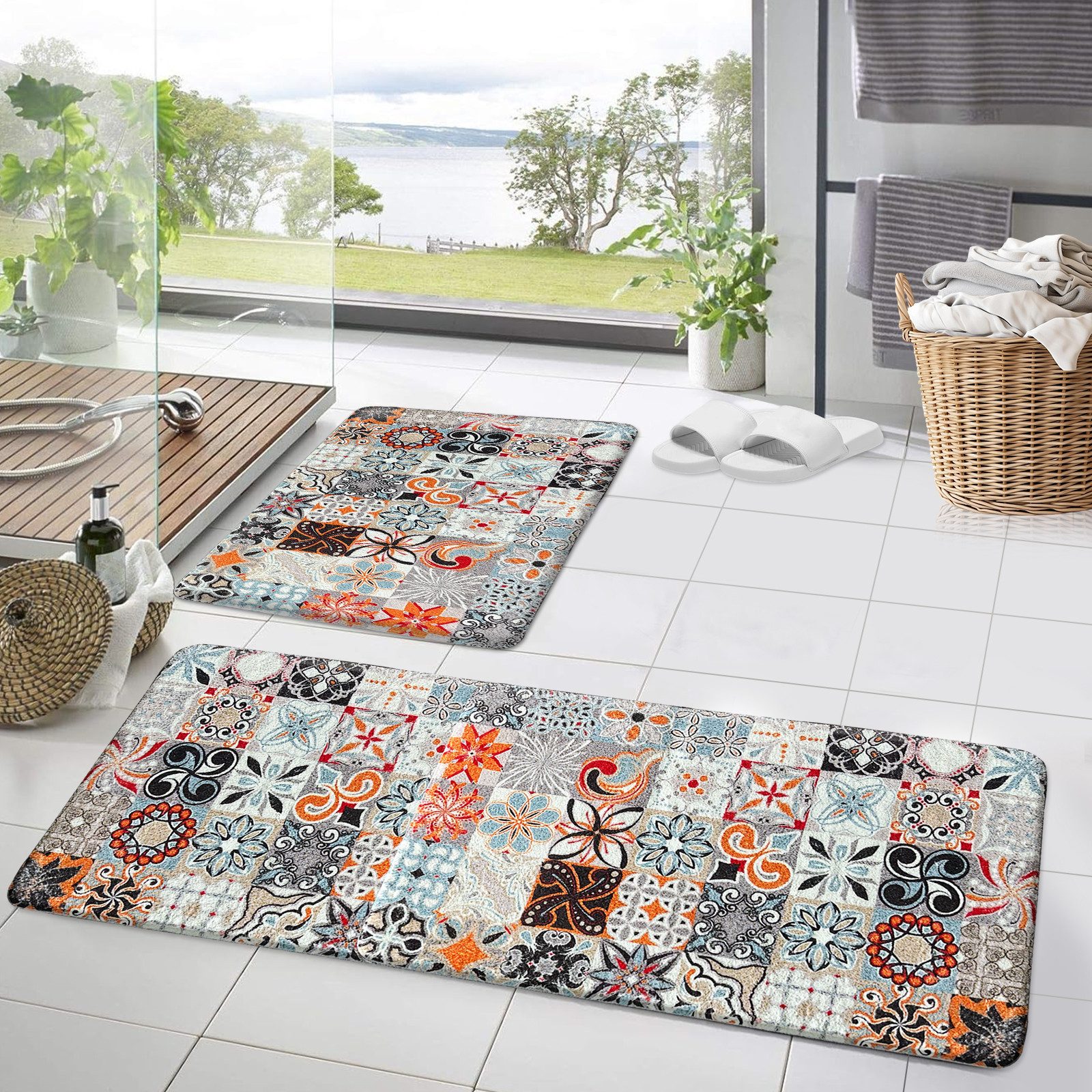 HOMELUX Badematte Badematte Badvorleger Badteppich Duschvorleger Set, Rutschfester Gummi, Lichtecht, Schallschluckend, Ruschsicher, Polyester, Größe: 50x160cm+50x80cm