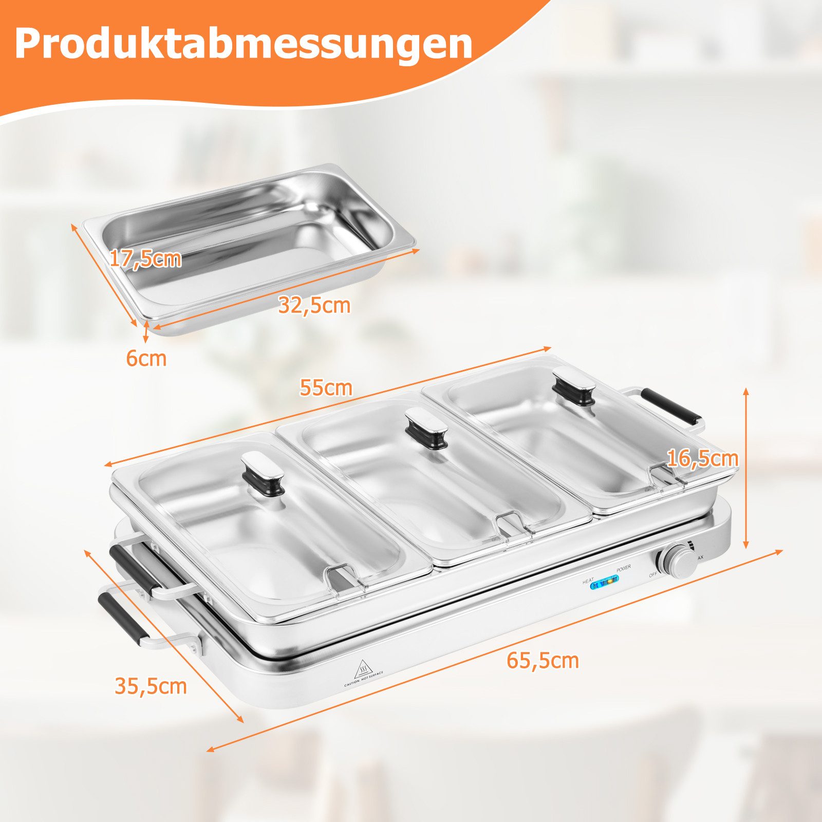 KOMFOTTEU Warmhalteplatte, 450W, 8 L Buffet Wärmer, von 50℃ bis 150℃